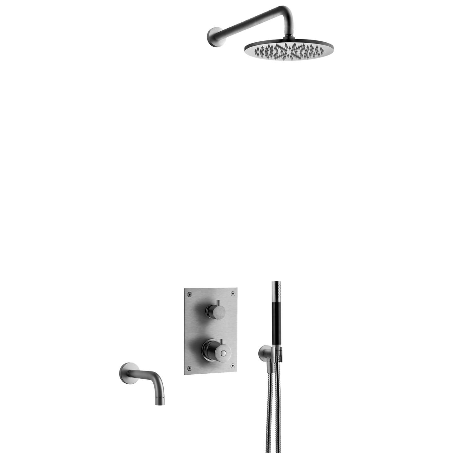 BOX7368 Innbyggingsdusj med Badekartut i Brushed Black Chrome fra Tapwell.