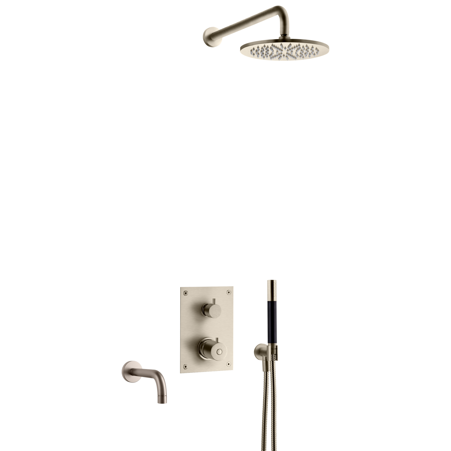 BOX7368 Innbyggingsdusj med Badekartut i Brushed Nickel fra Tapwell.