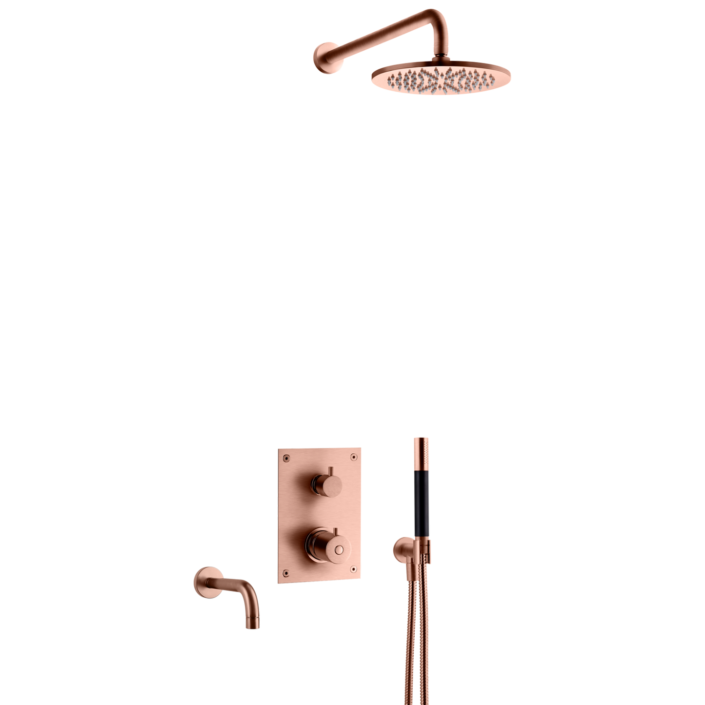 BOX7368 Innbyggingsdusj med Badekartut i Oksiderende Kobber fra Tapwell.