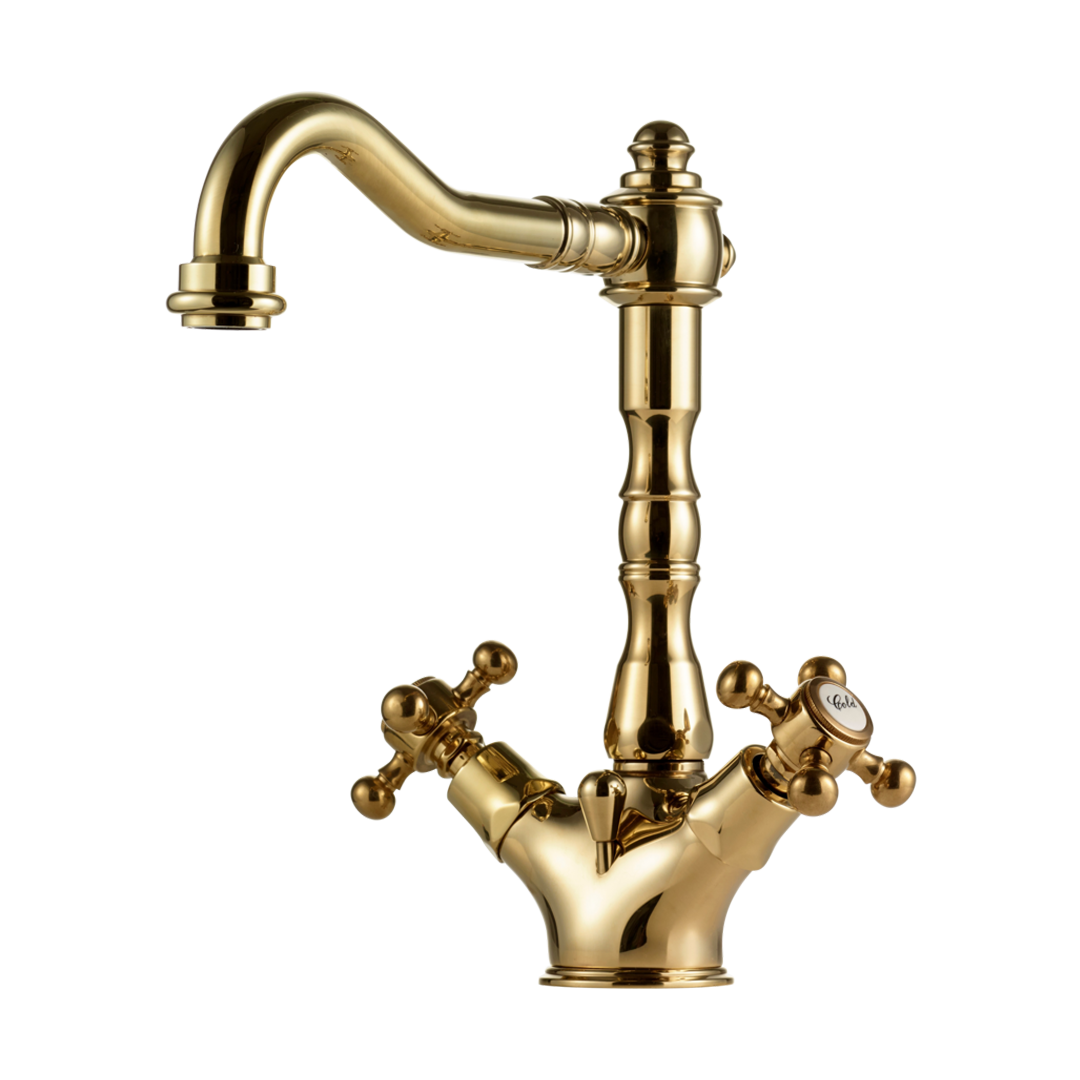 FBLV075 Classic To-greps Servantbatteri i Oksiderende Messing fra Tapwell.