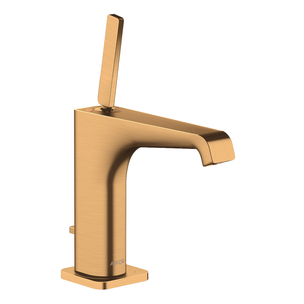 AXOR Citterio E Single Pin Handle Basin Mixer Faucet 130 with Pop-Up Waste Set from Brandt in Brushed Gold Optic finish