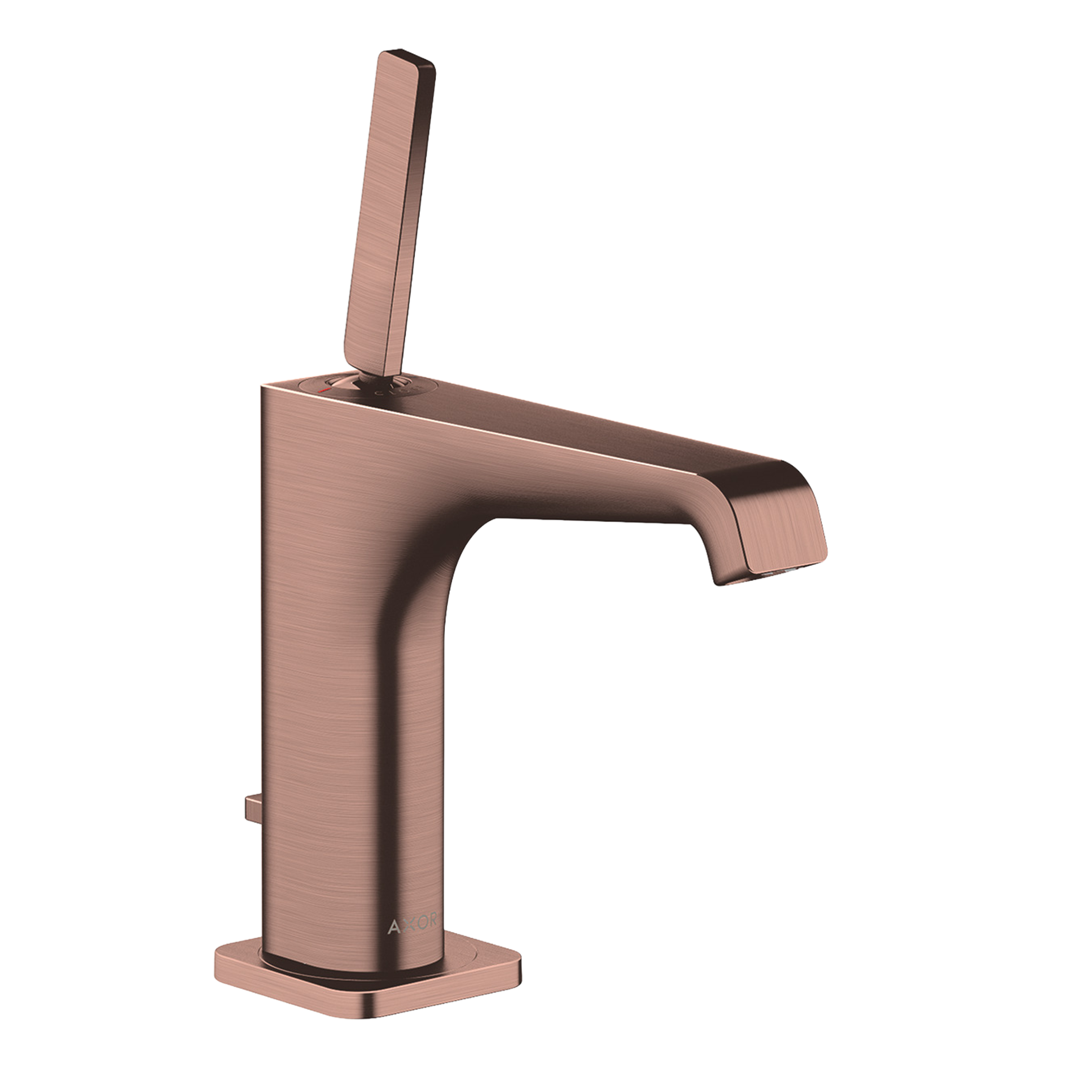 AXOR Citterio E Single Pin Handle Basin Mixer Faucet 130 with Pop-Up Waste Set from Brandt in Brushed Red Gold finish