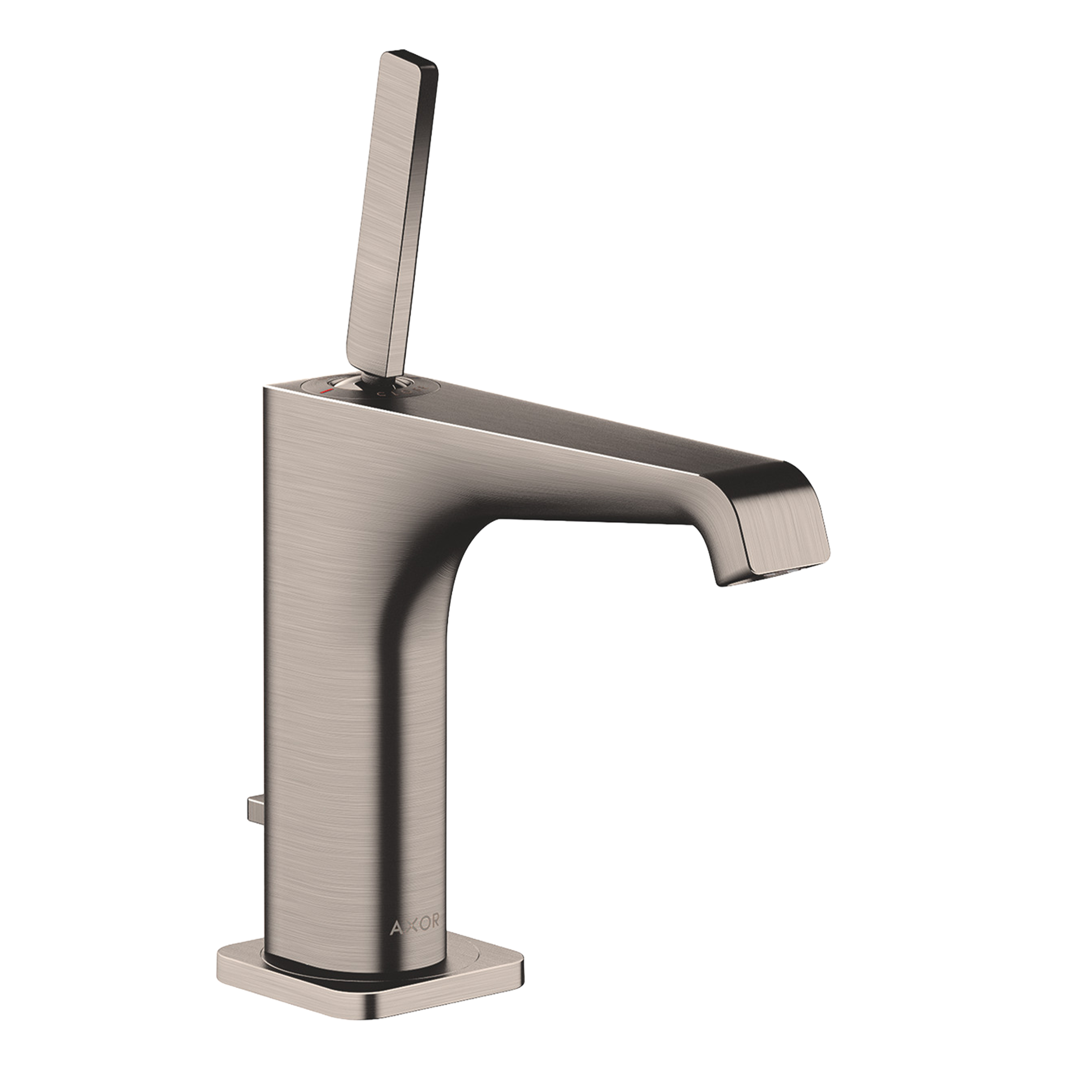 AXOR Citterio E Single Pin Handle Basin Mixer Faucet 130 with Pop-Up Waste Set from Brandt in Stainless Steel Optic finish