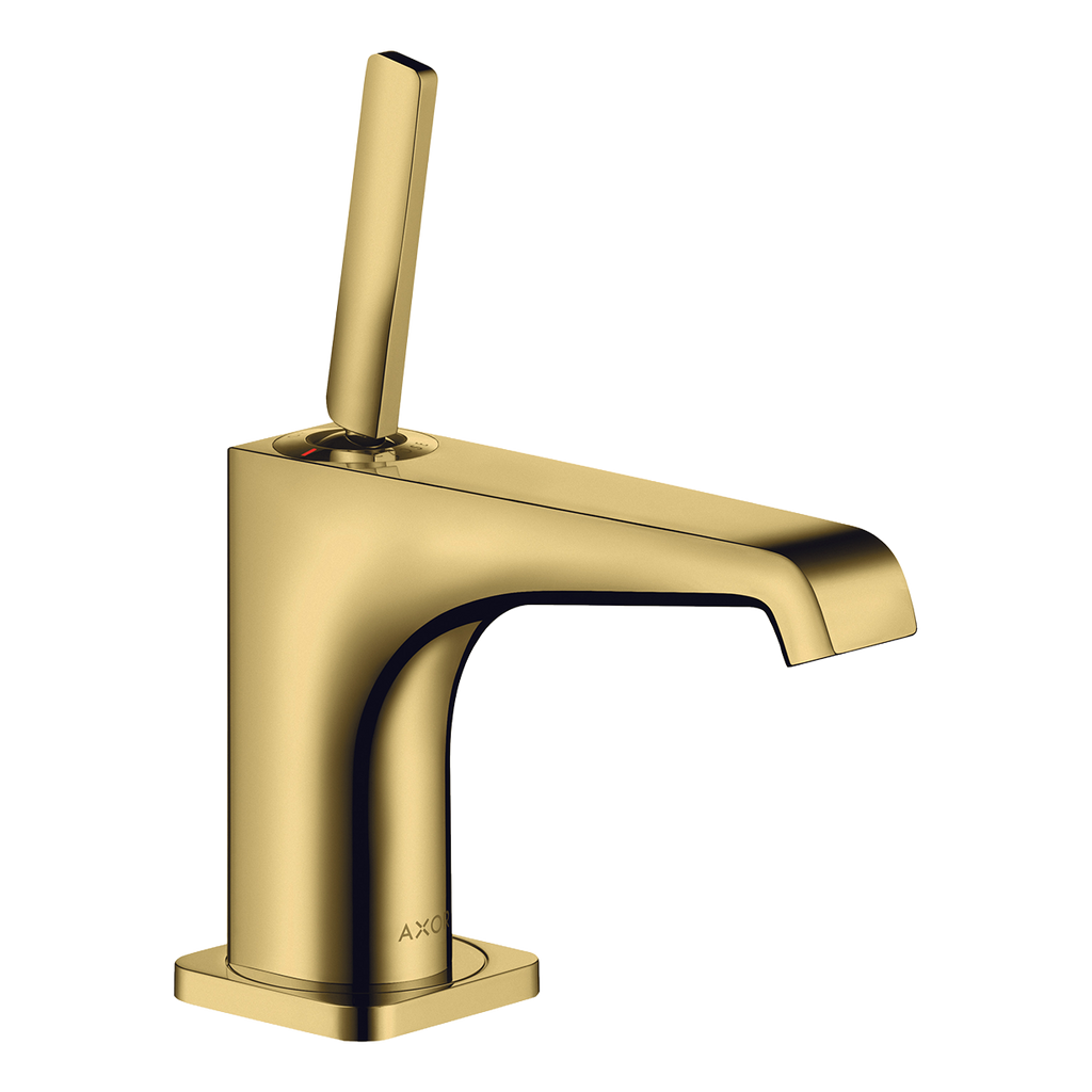 AXOR Citterio E Single Pin Handle Basin Mixer Faucet 90 with Open Waste Set from Brandt in Polished Gold Optic finish