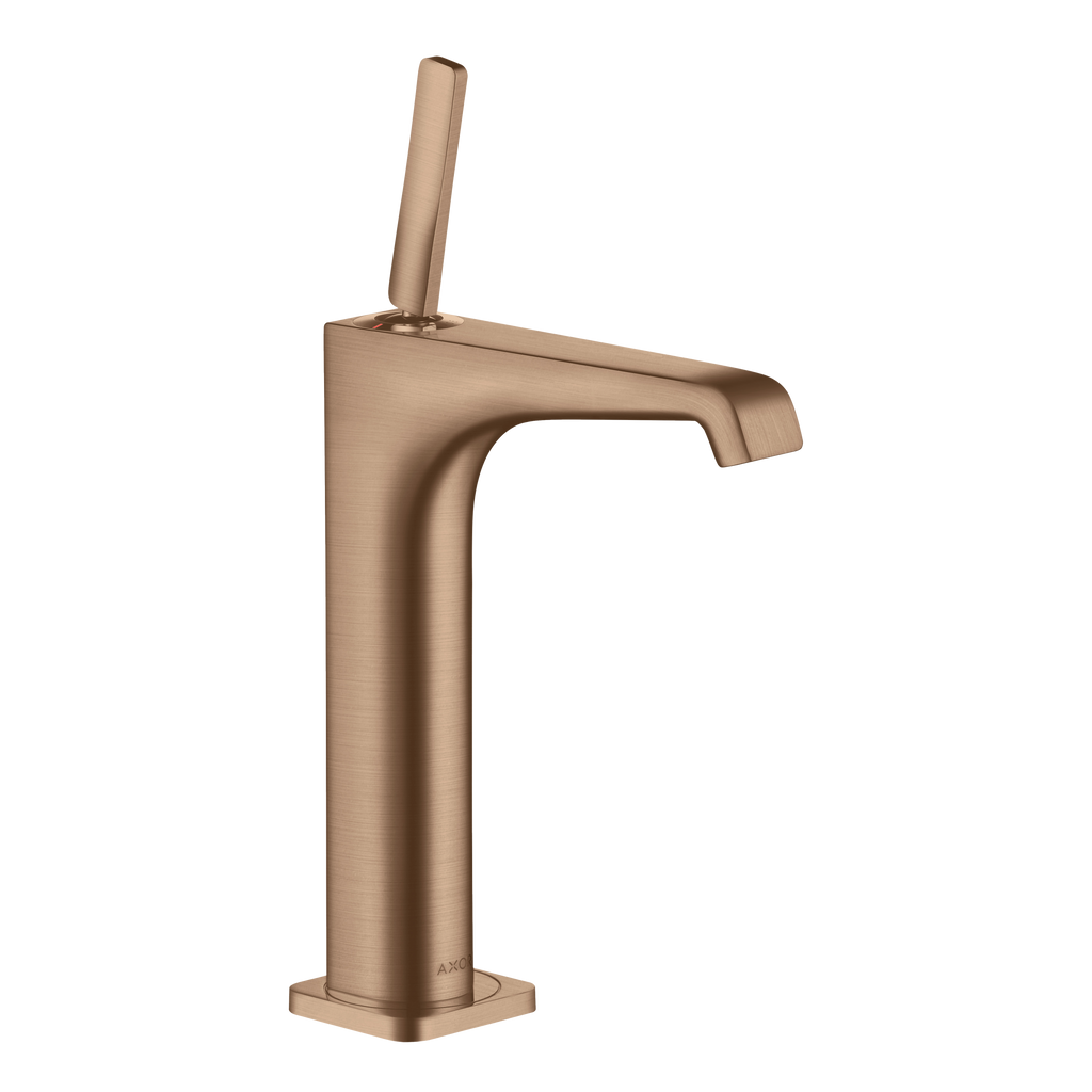 AXOR Citterio E Single Pin Handle Basin Mixer Faucet 190 with Open Waste Set from Brandt in Brushed Red Gold finish