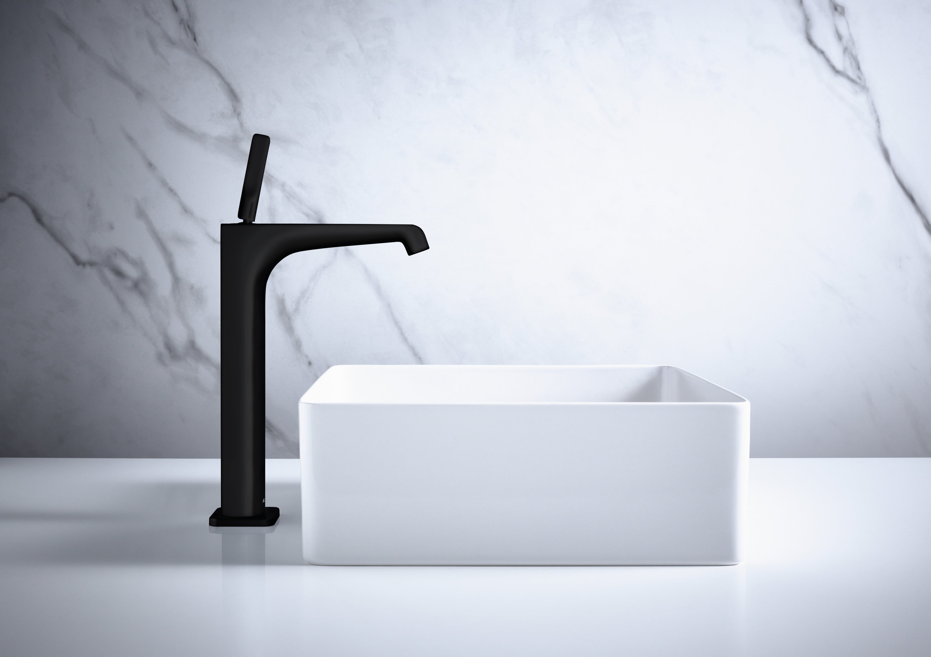 AXOR Citterio E Single Pin Handle Basin Mixer Faucet 250 with Open Waste Set from Brandt in Matt Black finish