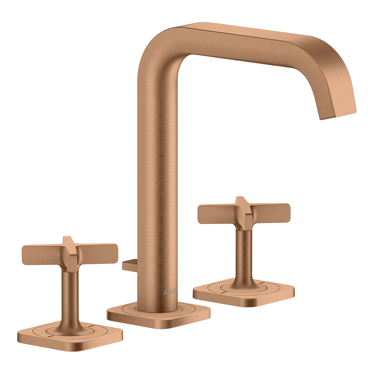 AXOR Citterio E 3-Hole Basin Mixer Faucet 170 with Escutcheons and Pop-Up Waste Set from Brandt in Brushed Bronze finish