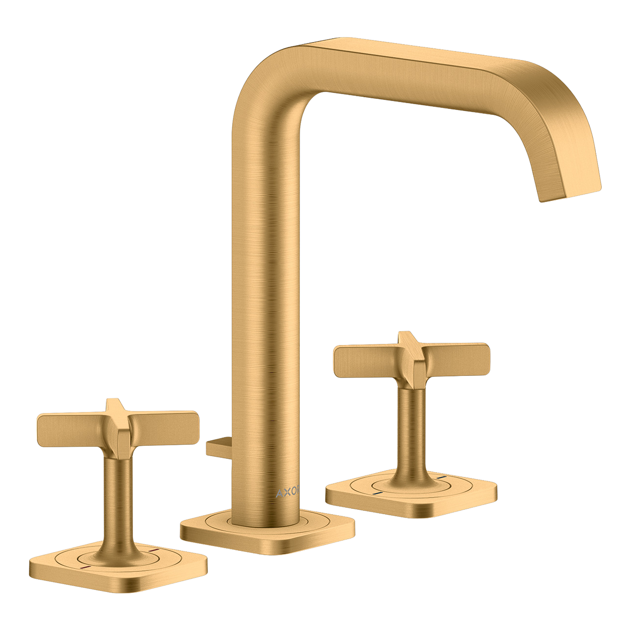 AXOR Citterio E 3-Hole Basin Mixer Faucet 170 with Escutcheons and Pop-Up Waste Set from Brandt in Brushed Brass finish
