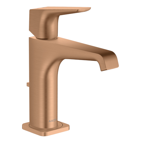 AXOR Citterio E Single Lever Handle Basin Mixer Faucet 130 with Pop-Up Waste Set from Brandt in Brushed Bronze finish