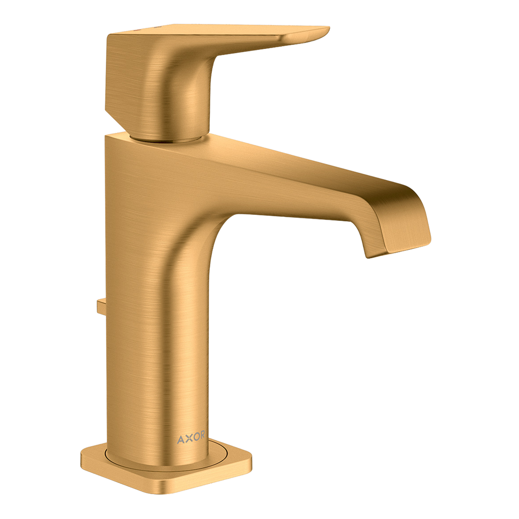 AXOR Citterio E Single Lever Handle Basin Mixer Faucet 130 with Pop-Up Waste Set from Brandt in Brushed Gold Optic finish