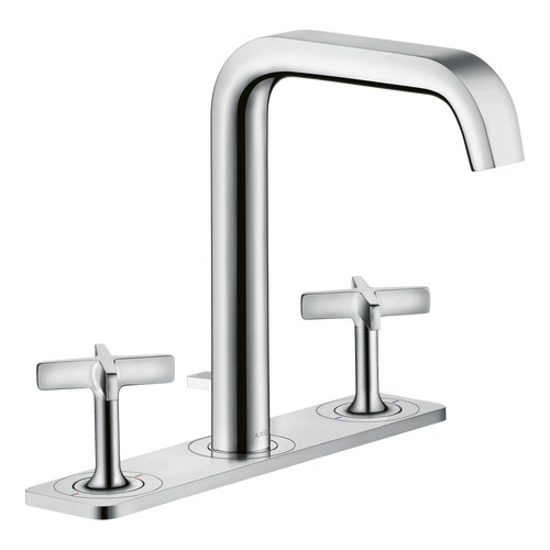 AXOR Citterio E 3-Hole Basin Mixer Faucet 170 with Plate and Pop-Up Waste Set from Brandt in Chrome finish