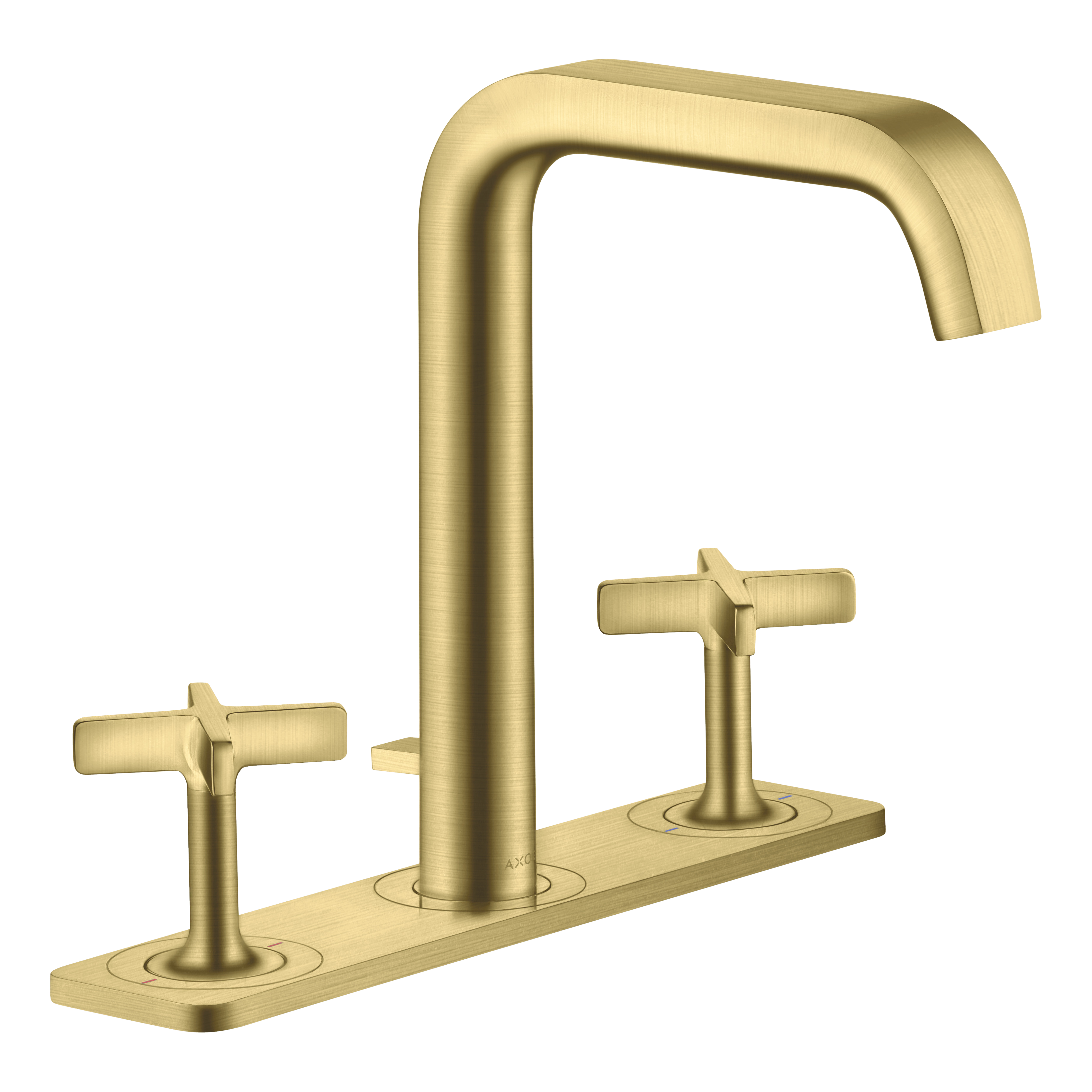 AXOR Citterio E 3-Hole Basin Mixer Faucet 170 with Plate and Pop-Up Waste Set from Brandt in Brushed Brass finish