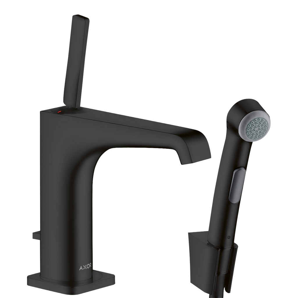 AXOR Citterio E Single Lever Handle Basin Mixer Faucet 130 with Bidette Hand Shower from Brandt in Matt Black finish