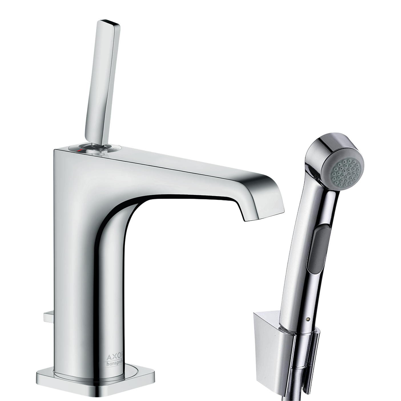 AXOR Citterio E Single Lever Handle Basin Mixer Faucet 130 with Bidette Hand Shower from Brandt in Stainless Steel Optic finish