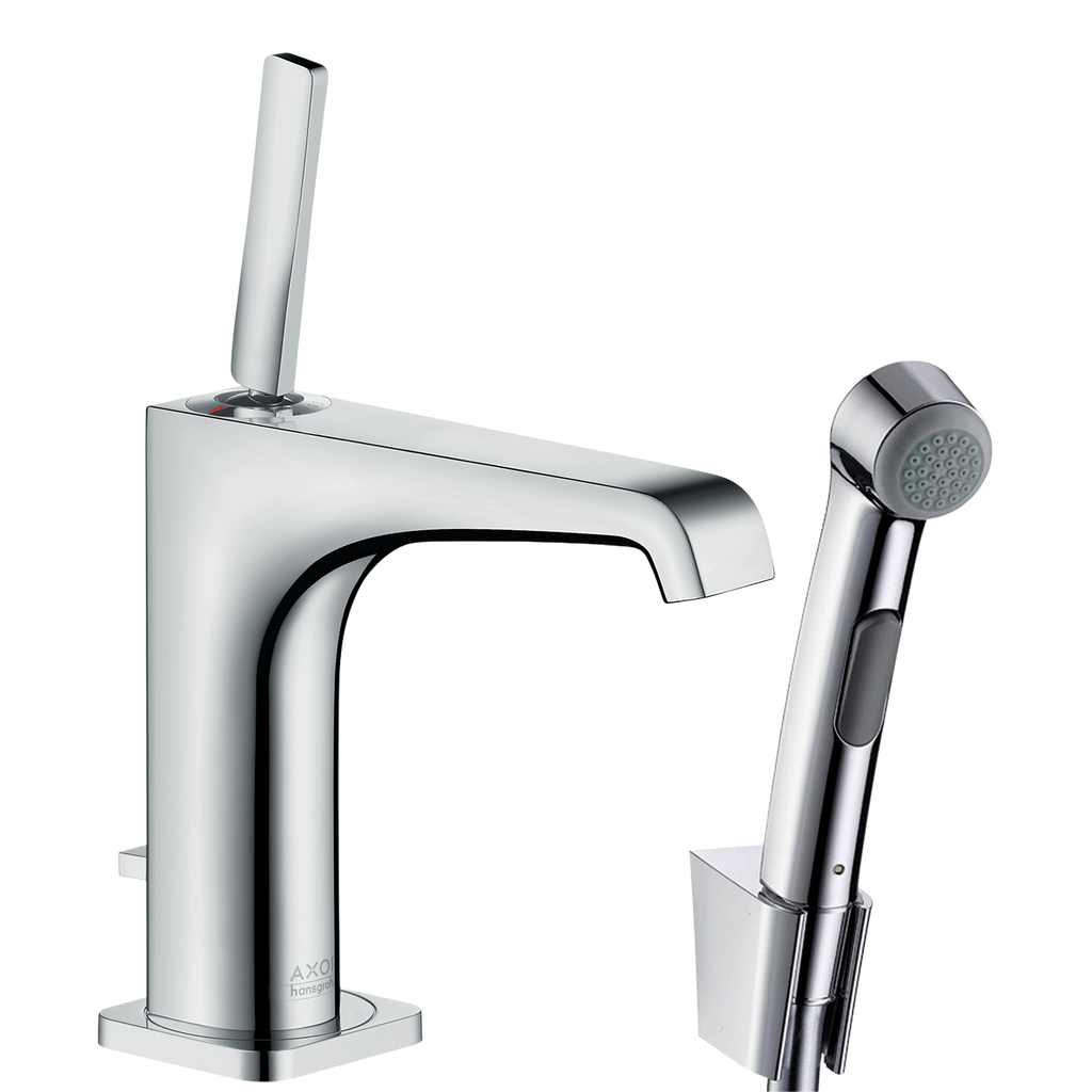 AXOR Citterio E Single Lever Handle Basin Mixer Faucet 130 with Bidette Hand Shower from Brandt in Brushed Brass finish