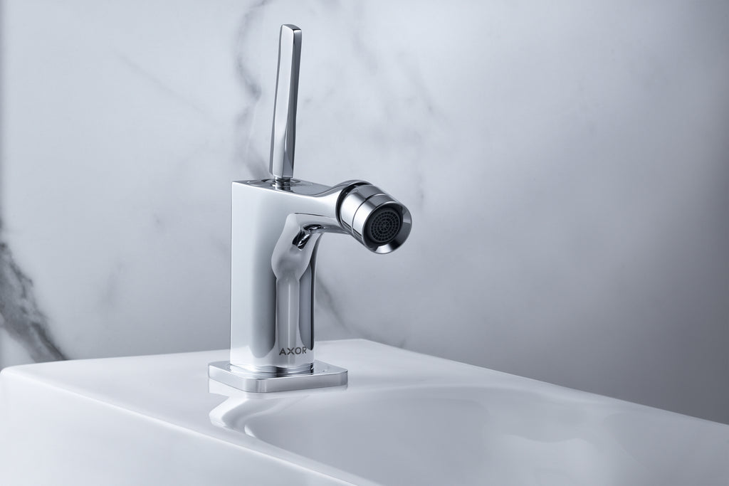 AXOR Citterio E Single Pin Handle Bidet Mixer Faucet with Pop-Up Waste Set from Brandt in Chrome finish