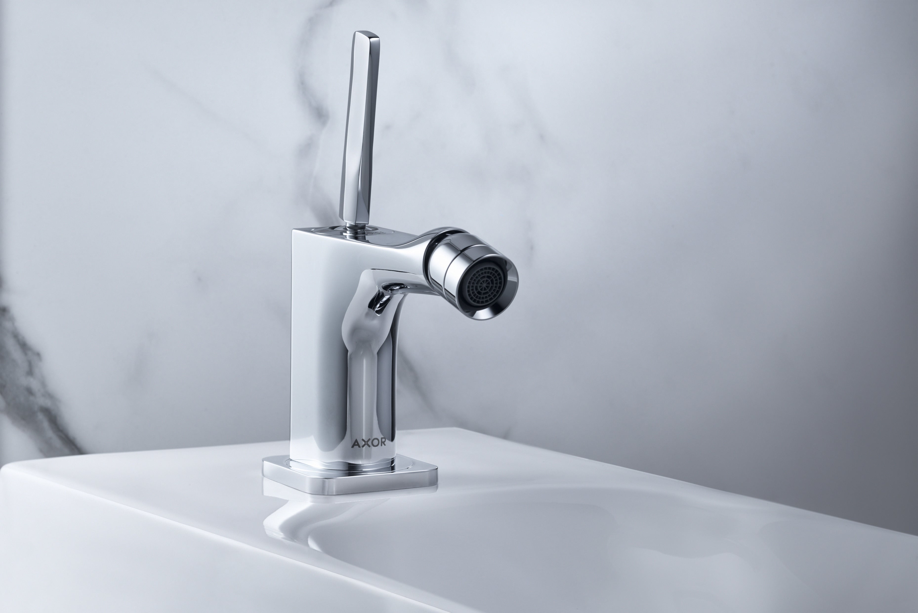 AXOR Citterio E Single Pin Handle Bidet Mixer Faucet with Pop-Up Waste Set from Brandt in Chrome finish