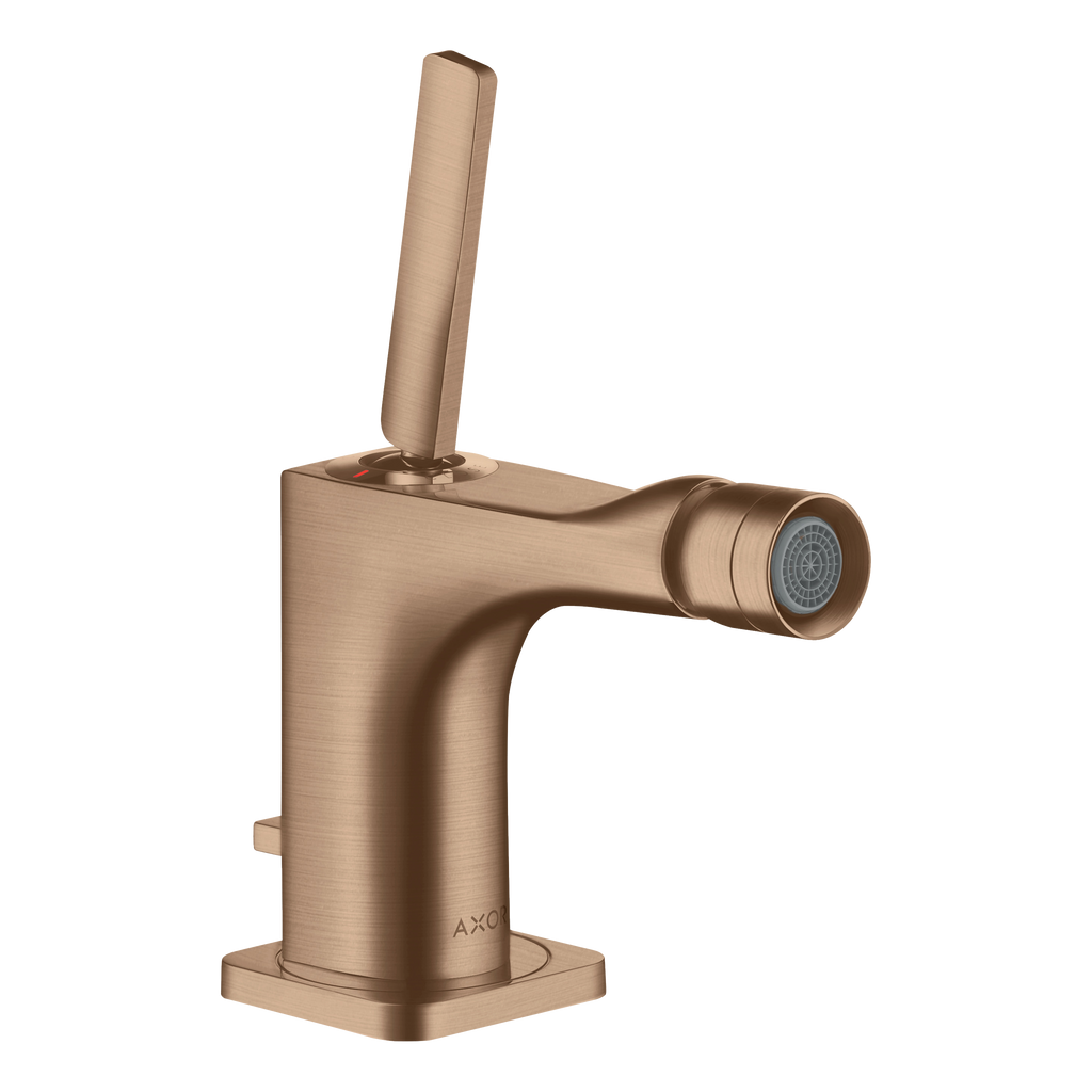 AXOR Citterio E Single Pin Handle Bidet Mixer Faucet with Pop-Up Waste Set from Brandt in Brushed Red Gold finish