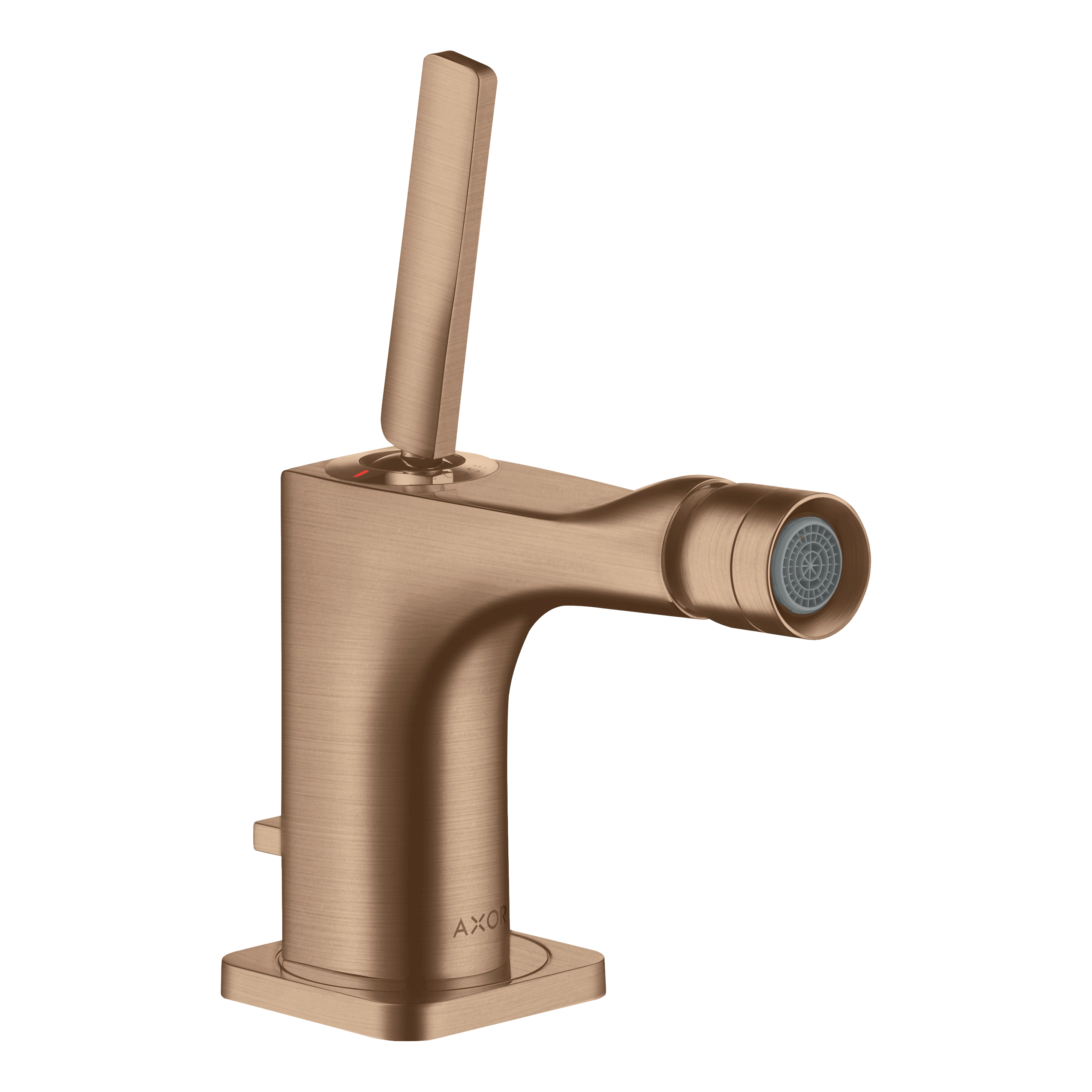 AXOR Citterio E Single Pin Handle Bidet Mixer Faucet with Pop-Up Waste Set from Brandt in Brushed Red Gold finish