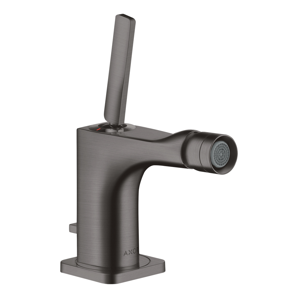 AXOR Citterio E Single Pin Handle Bidet Mixer Faucet with Pop-Up Waste Set from Brandt in Brushed Black Chrome finish