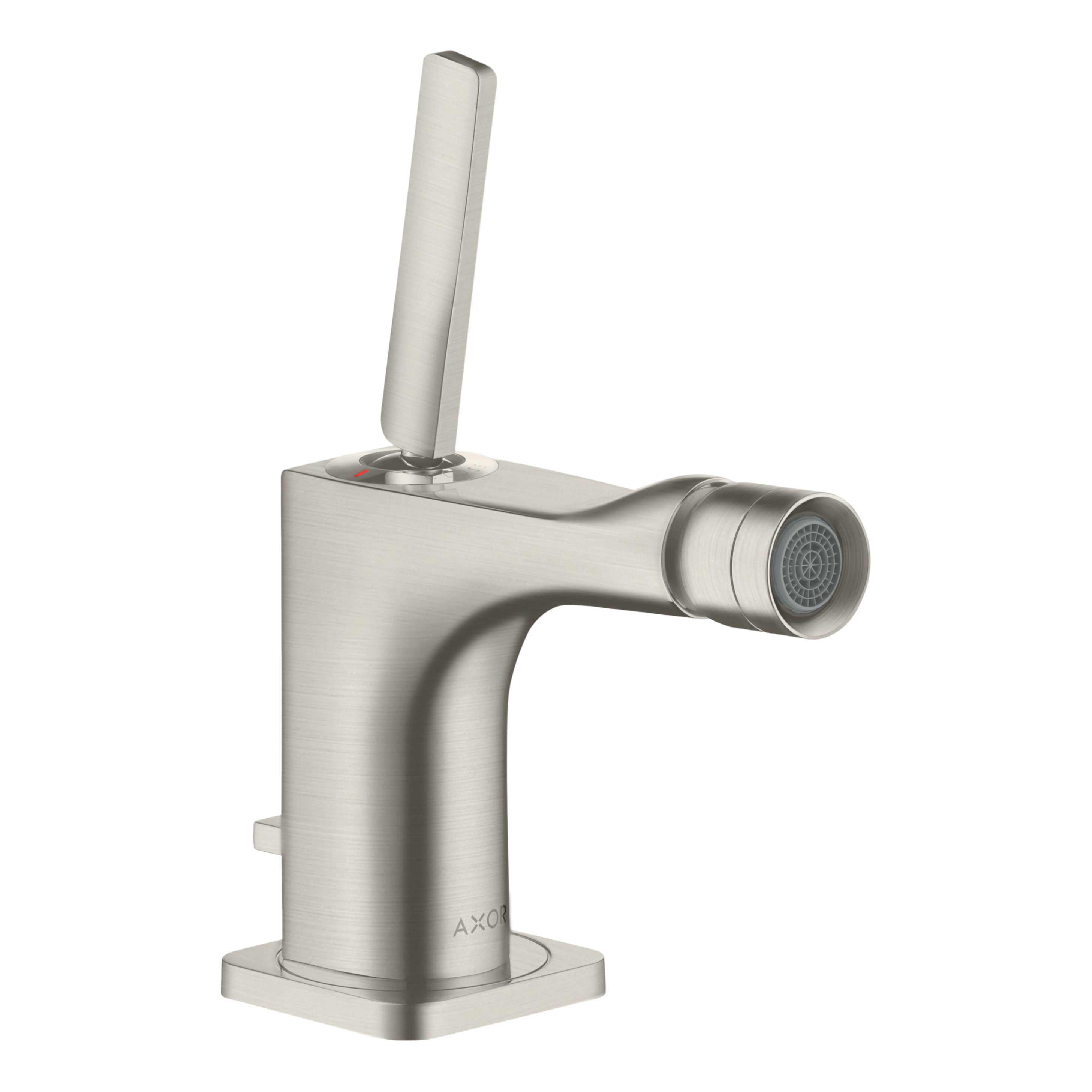 AXOR Citterio E Single Pin Handle Bidet Mixer Faucet with Pop-Up Waste Set from Brandt in Stainless Steel Optic finish