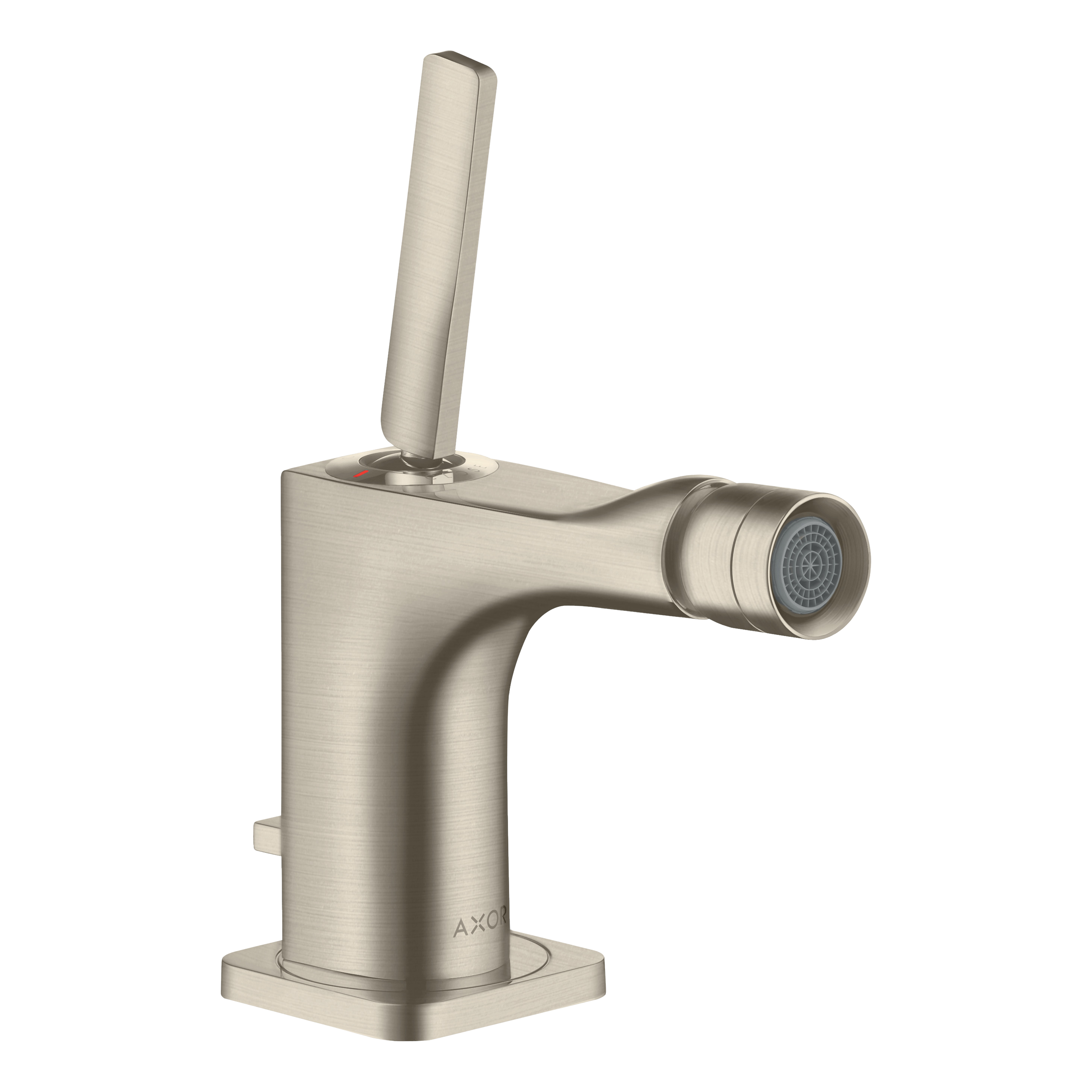 AXOR Citterio E Single Pin Handle Bidet Mixer Faucet with Pop-Up Waste Set from Brandt in Brushed Nickel finish