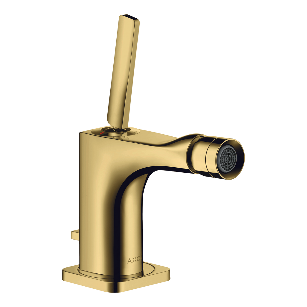 AXOR Citterio E Single Pin Handle Bidet Mixer Faucet with Pop-Up Waste Set from Brandt in Polished Gold Optic finish