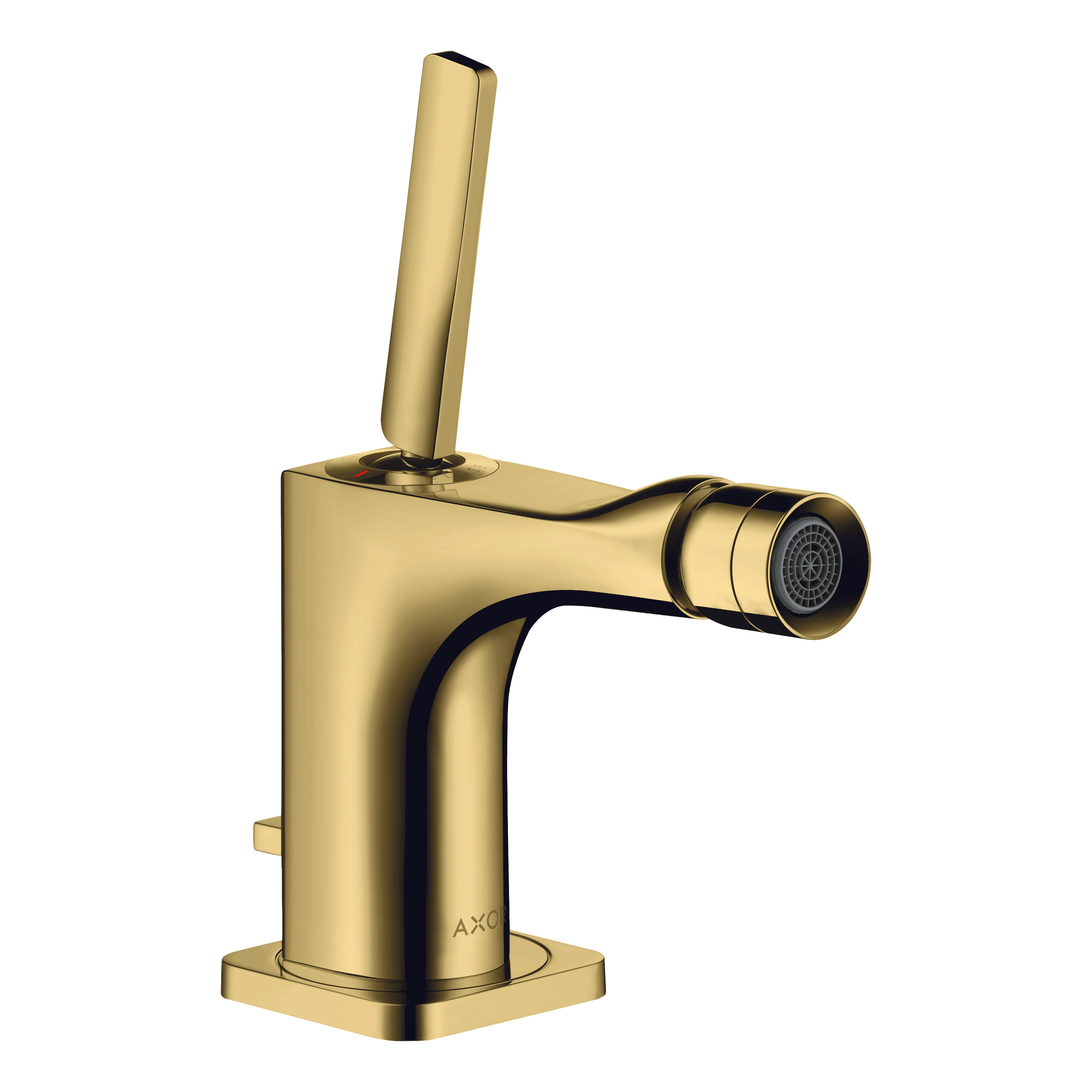 AXOR Citterio E Single Pin Handle Bidet Mixer Faucet with Pop-Up Waste Set from Brandt in Polished Gold Optic finish