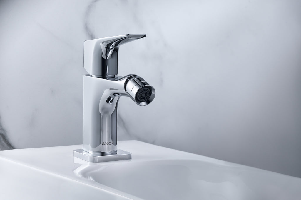 AXOR Citterio E Single Lever Handle Bidet Mixer Faucet with Lever Handle and Pop-Up Waste Set from Brandt in Chrome finish