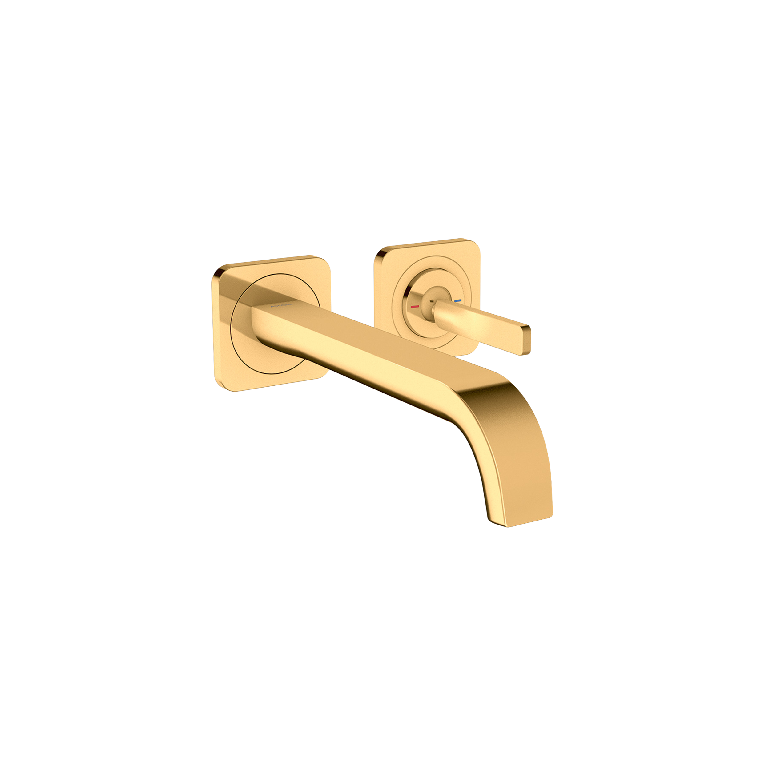 AXOR Citterio E Single Pin Handle 2-Hole Concealed Basin Mixer Faucet with 221 mm Spout and Escutcheons from Brandt in Polished Gold Optic finish
