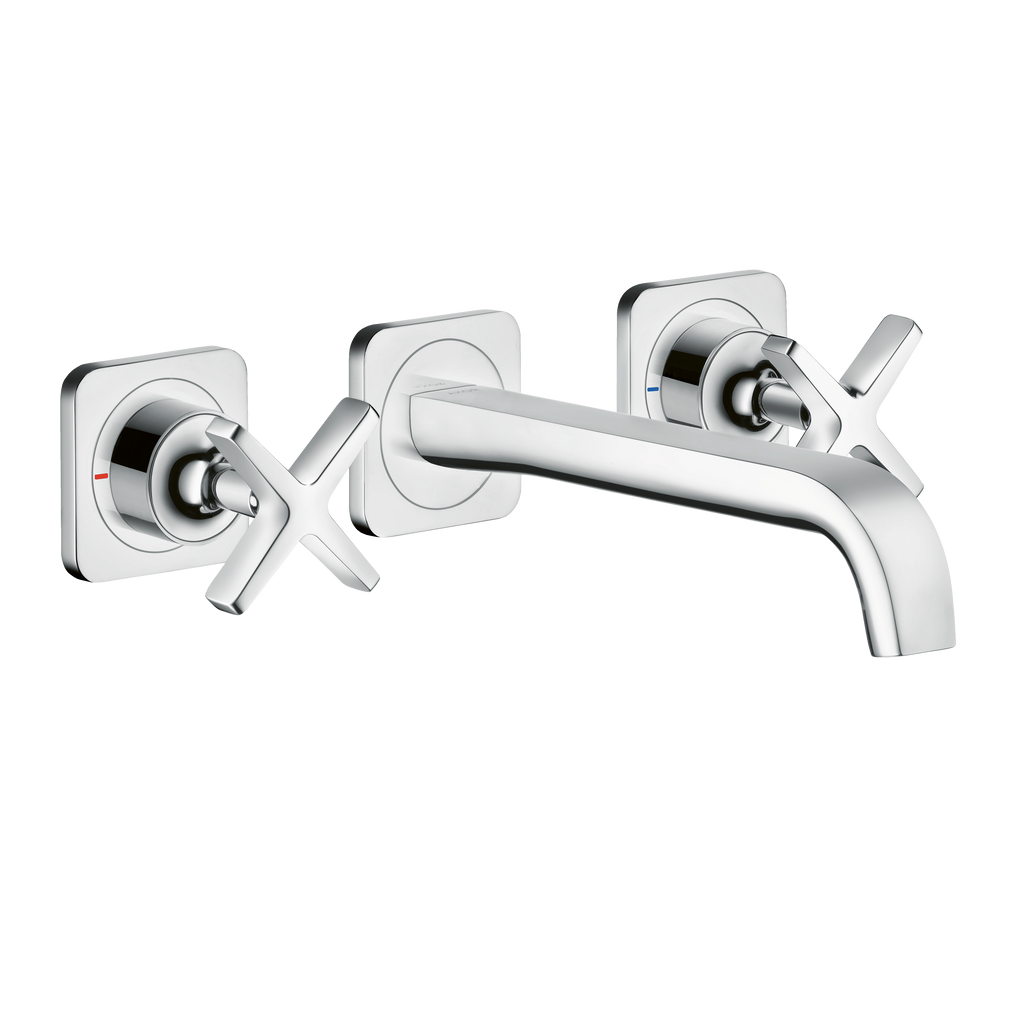 AXOR Citterio E 3-Hole Concealed Basin Mixer Faucet with 220 mm Spout and Escutcheons from Brandt in Chrome finish