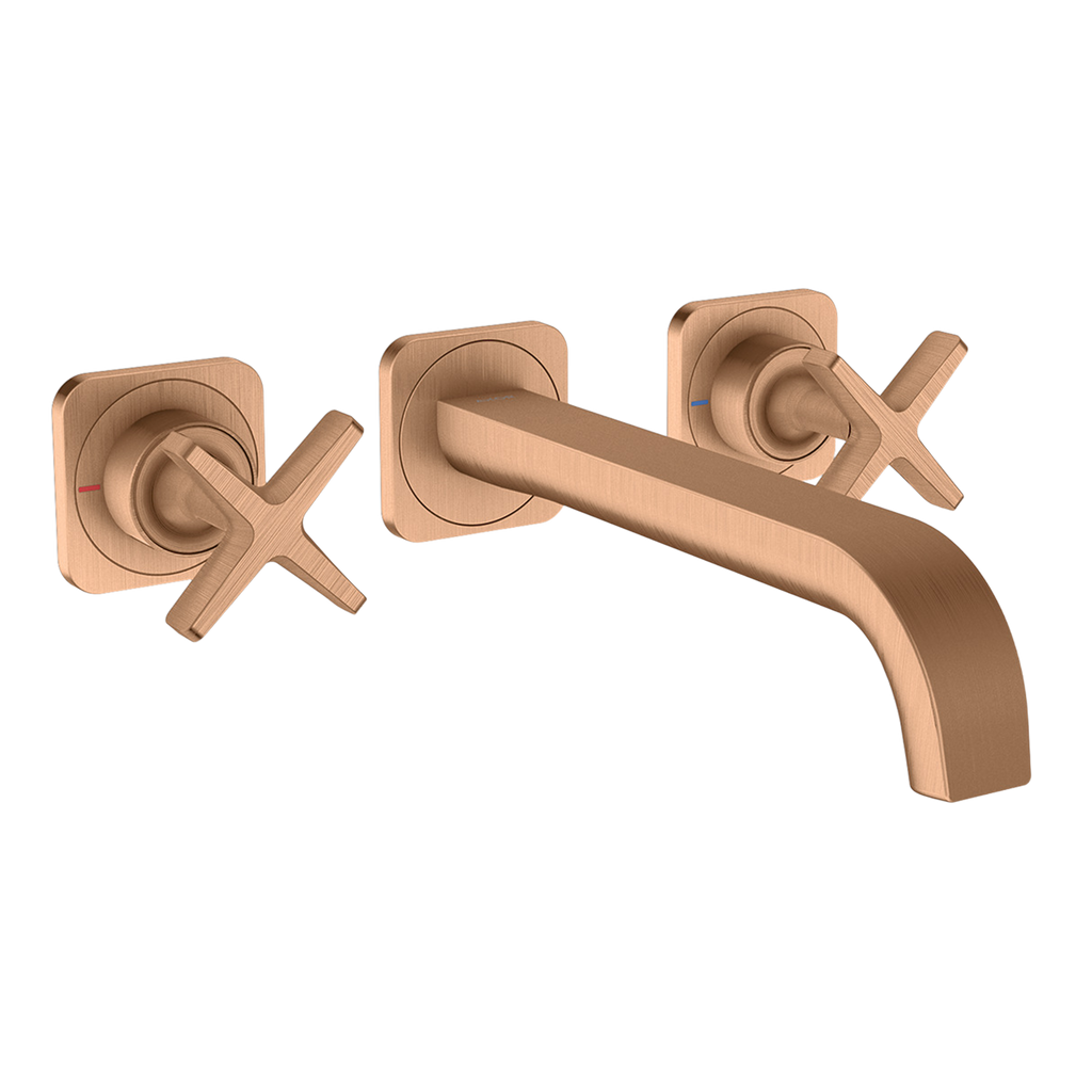 AXOR Citterio E 3-Hole Concealed Basin Mixer Faucet with 220 mm Spout and Escutcheons from Brandt in Brushed Bronze finish