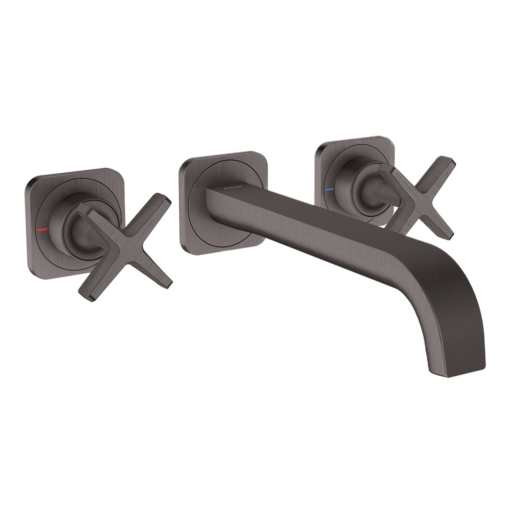 AXOR Citterio E 3-Hole Concealed Basin Mixer Faucet with 220 mm Spout and Escutcheons from Brandt in Brushed Black Chrome finish