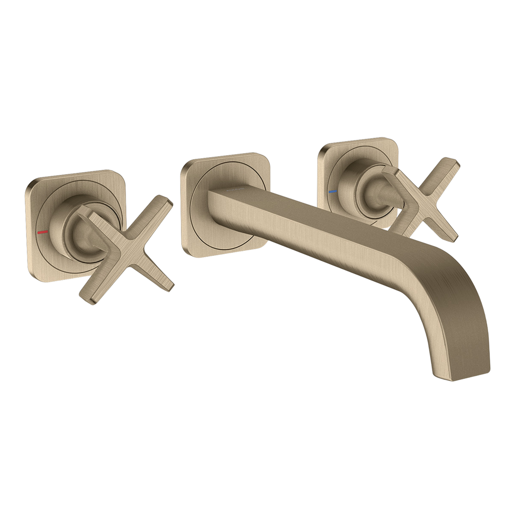 AXOR Citterio E 3-Hole Concealed Basin Mixer Faucet with 220 mm Spout and Escutcheons from Brandt in Brushed Nickel finish