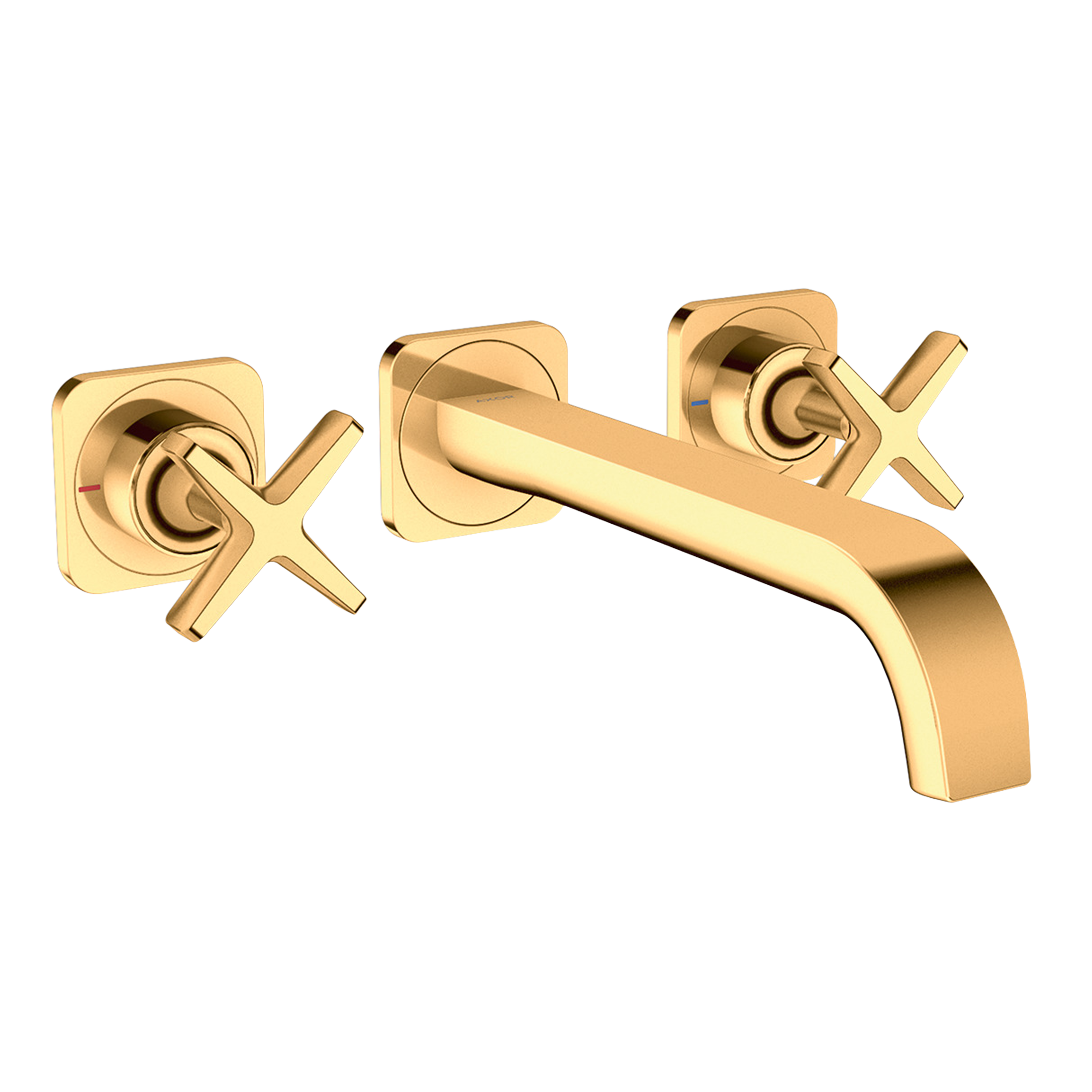 AXOR Citterio E 3-Hole Concealed Basin Mixer Faucet with 220 mm Spout and Escutcheons from Brandt in Polished Gold Optic finish