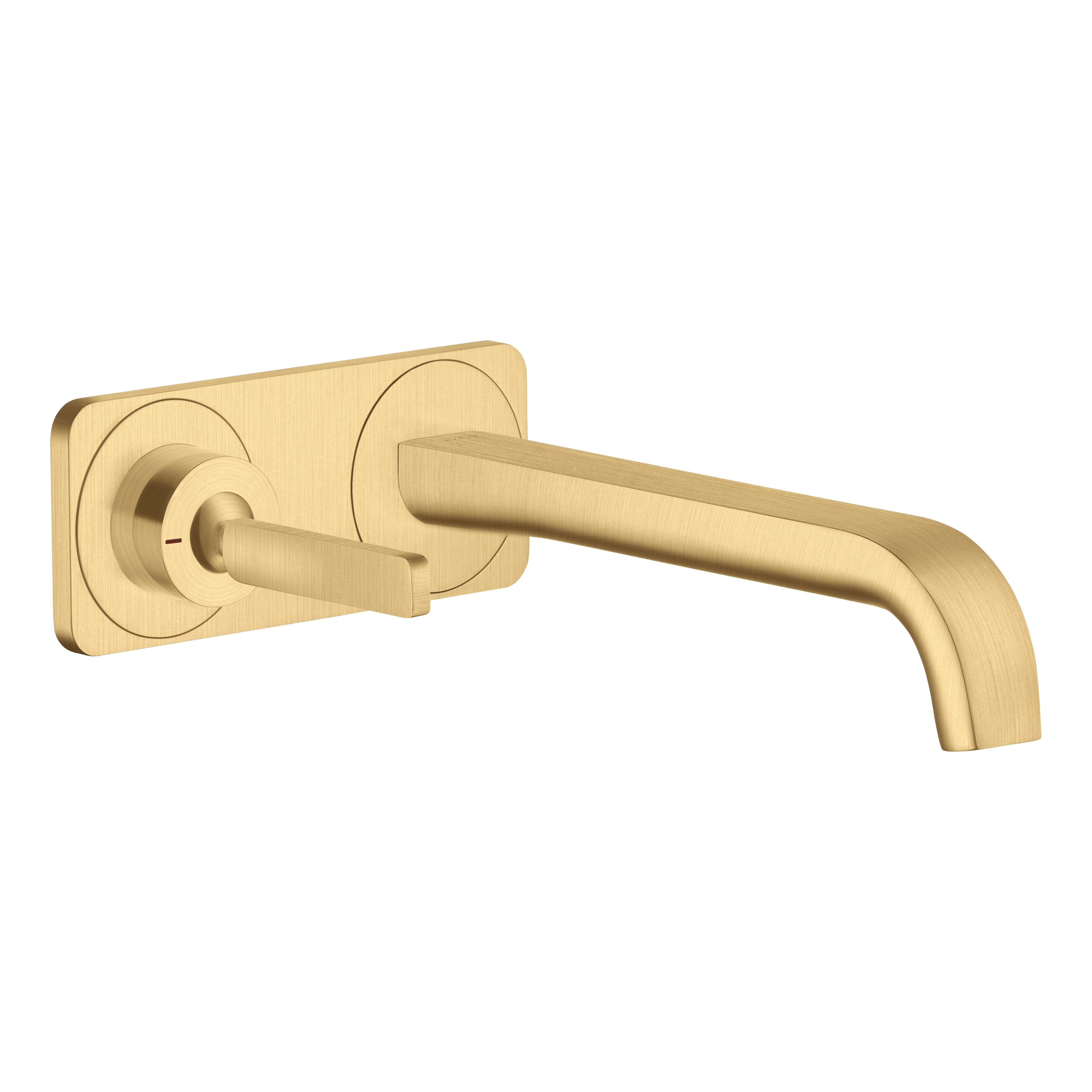 AXOR Citterio E Single Lever Handle 2-Hole Concealed Basin Mixer Faucet with 221 mm Spout and Plate from Brandt in Brushed Gold Optic finish