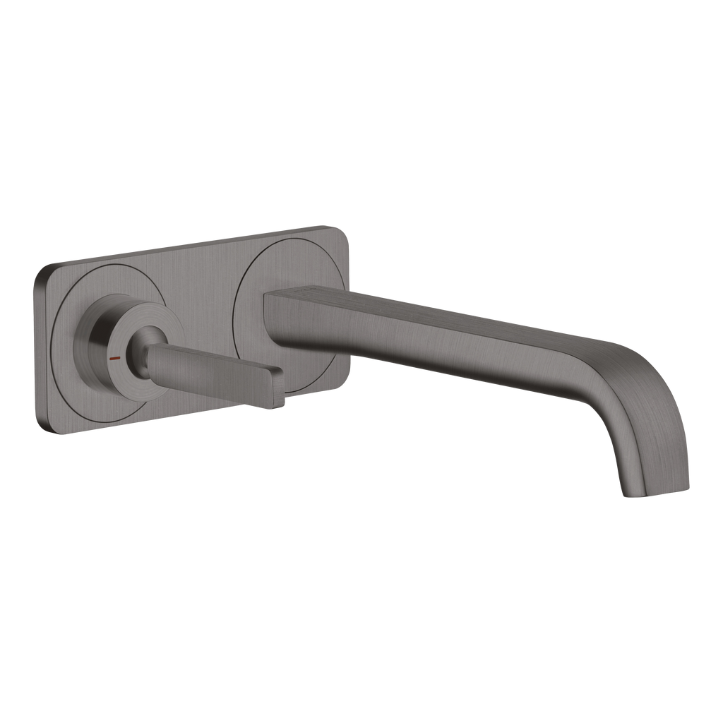 AXOR Citterio E Single Lever Handle 2-Hole Concealed Basin Mixer Faucet with 221 mm Spout and Plate from Brandt in Brushed Black Chrome finish
