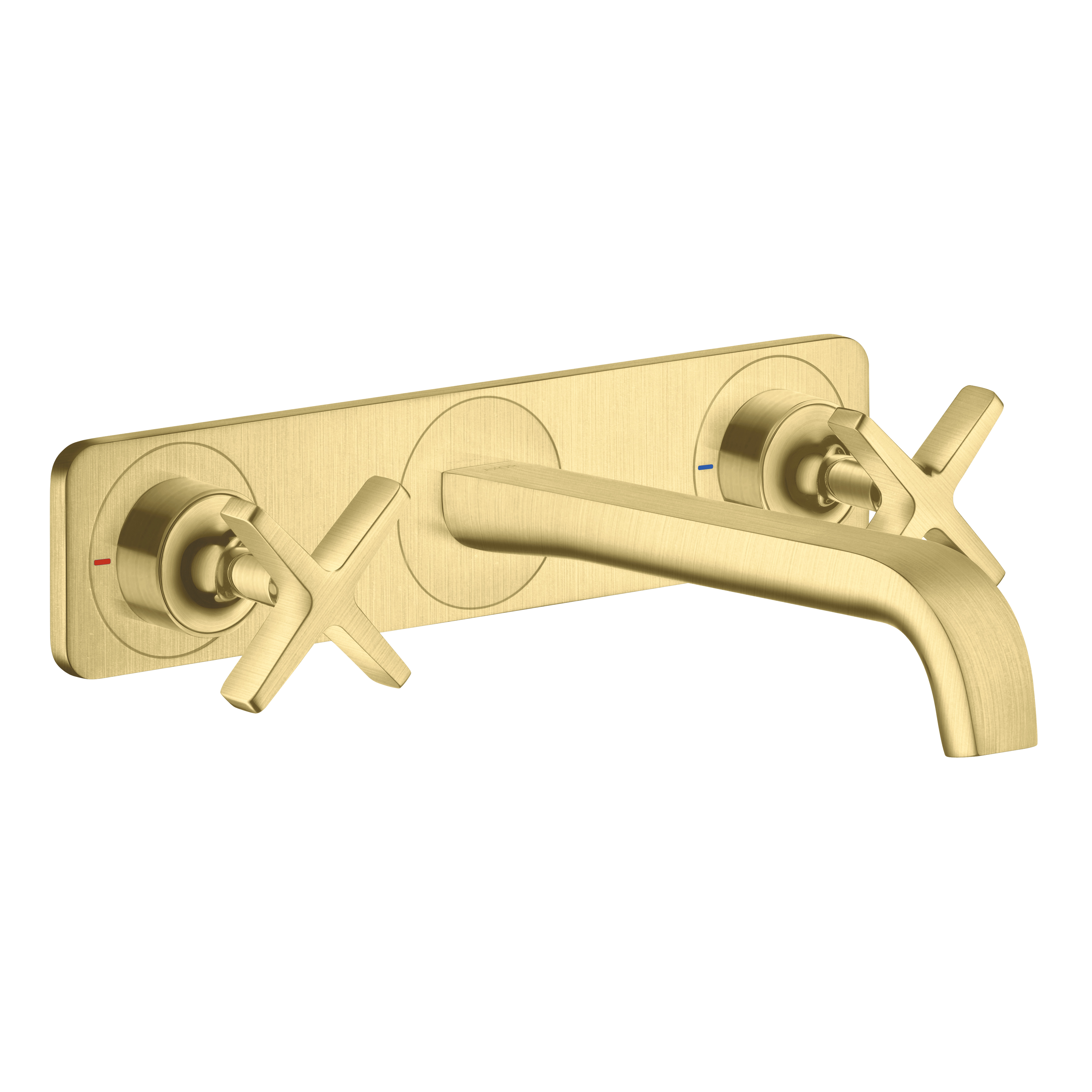 AXOR Citterio E 3-Hole Concealed Basin Mixer Faucet with 220 mm Spout and Plate from Brandt in Brushed Brass finish