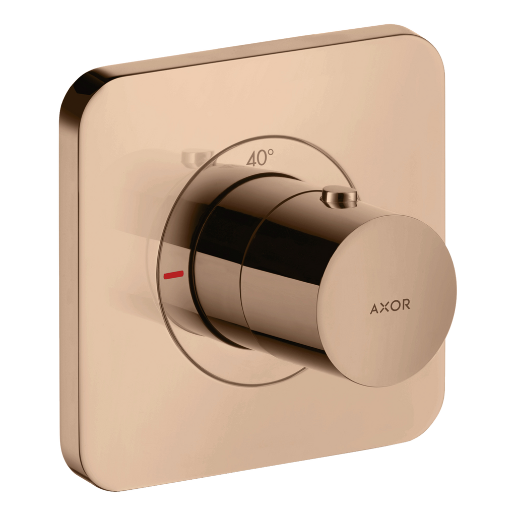 AXOR Citterio E Concealed Shower Thermostat 120/120 from Brandt in Polished Red Gold finish