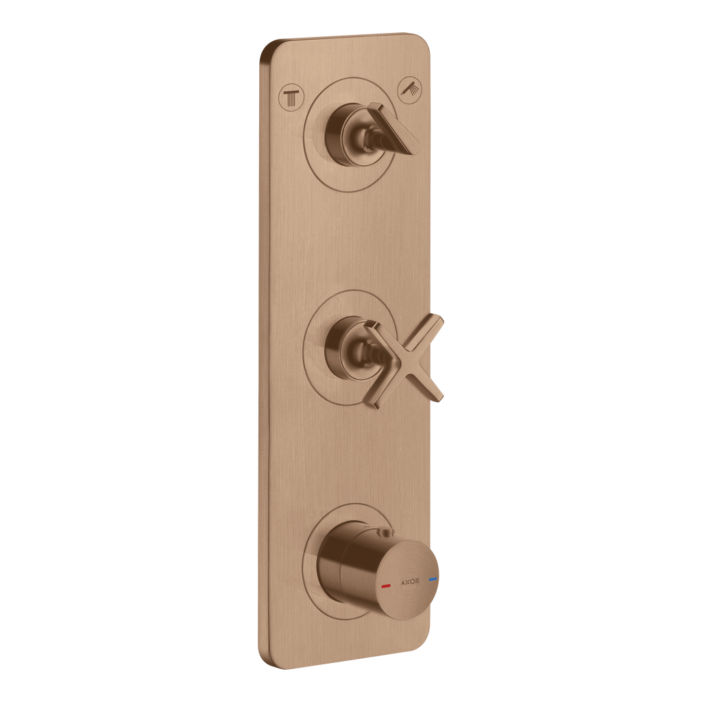 AXOR Citterio E Concealed Shower Thermostat Module 380/120 with 2 Outlets and Plate from Brandt in Brushed Red Gold finish