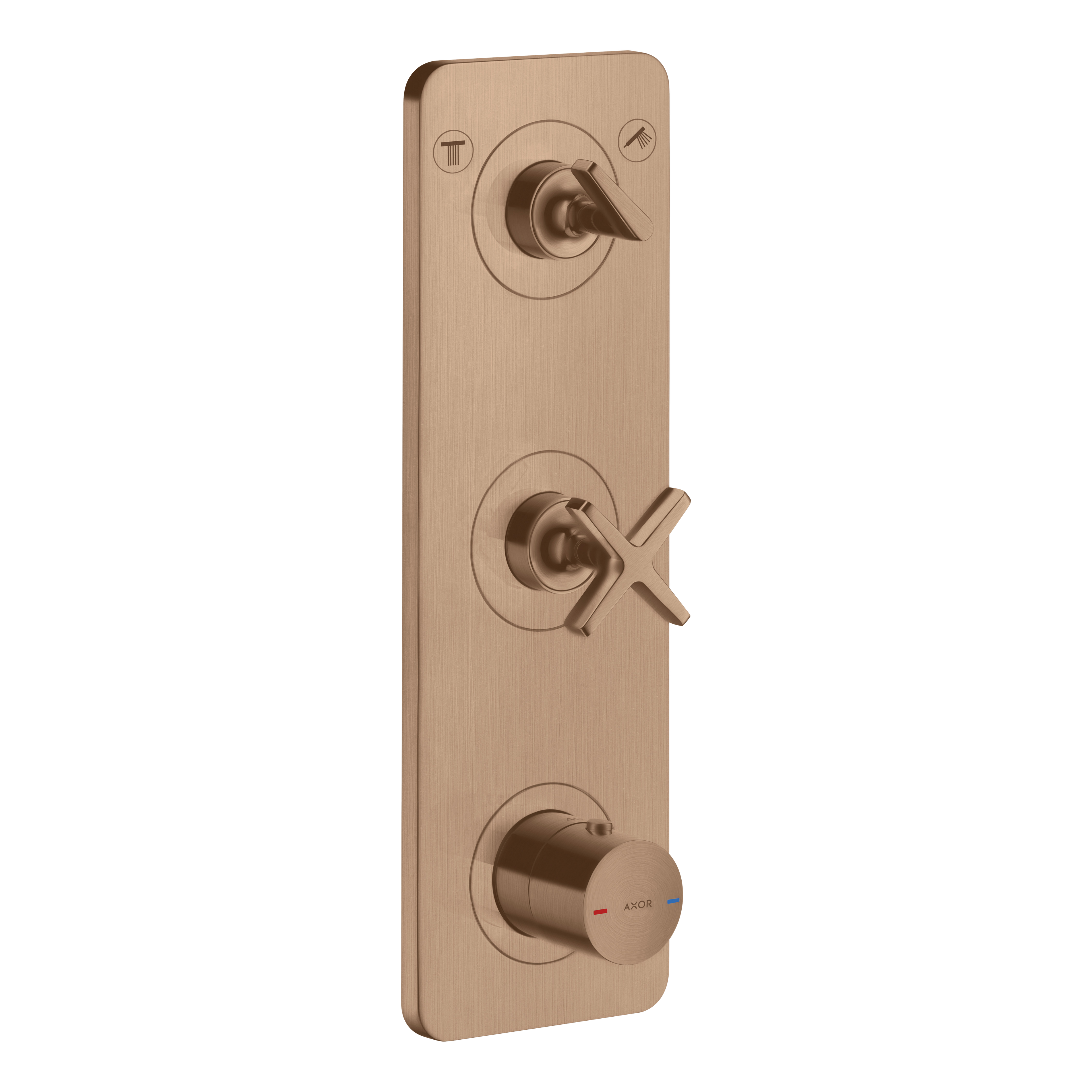 AXOR Citterio E Concealed Shower Thermostat Module 380/120 with 2 Outlets and Plate from Brandt in Brushed Red Gold finish