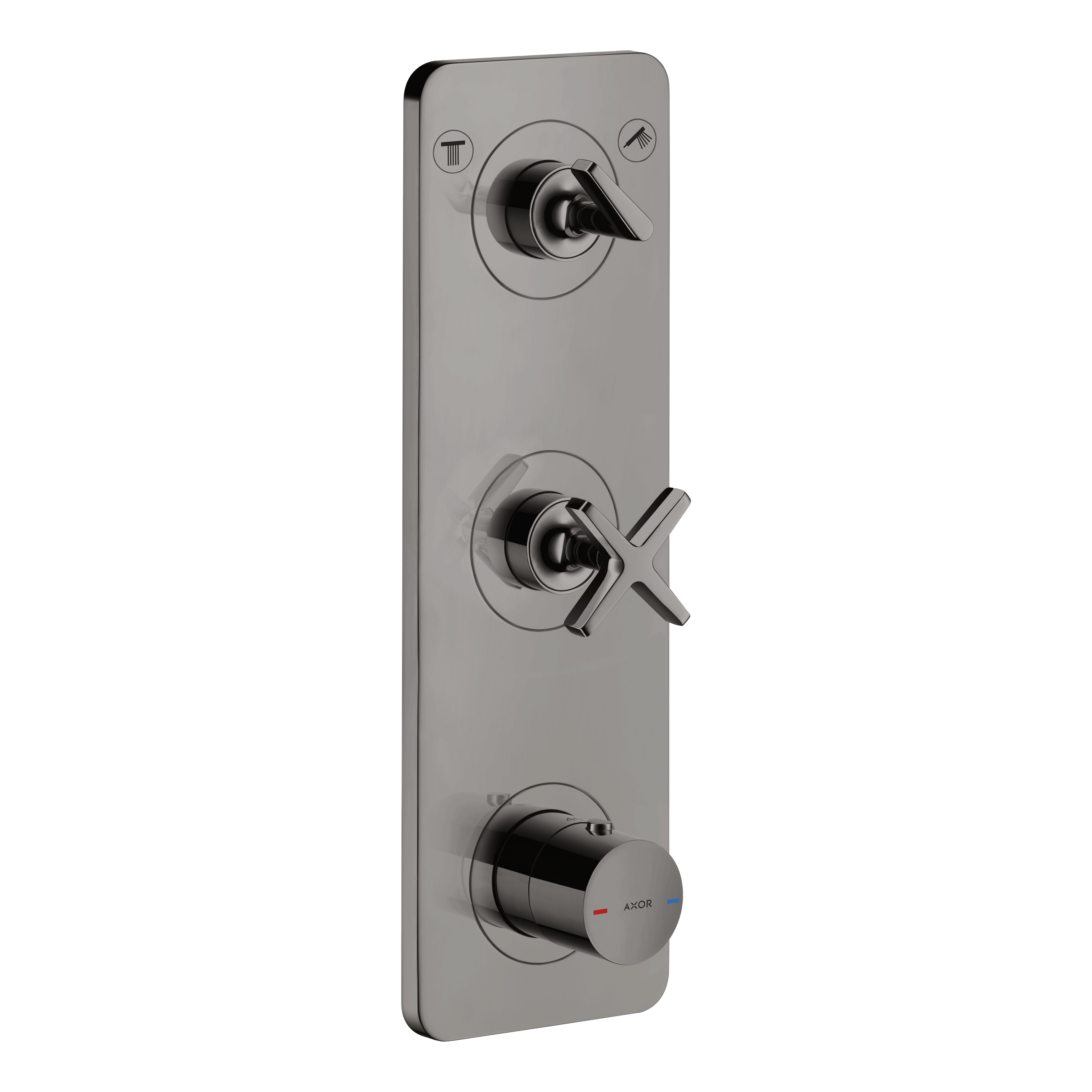 AXOR Citterio E Concealed Shower Thermostat Module 380/120 with 2 Outlets and Plate from Brandt in Polished Black Chrome finish