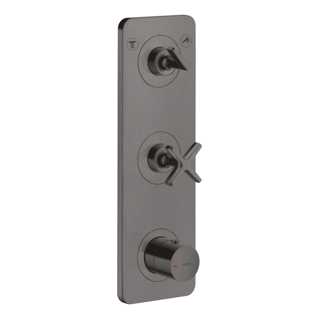 AXOR Citterio E Concealed Shower Thermostat Module 380/120 with 2 Outlets and Plate from Brandt in Brushed Black Chrome finish