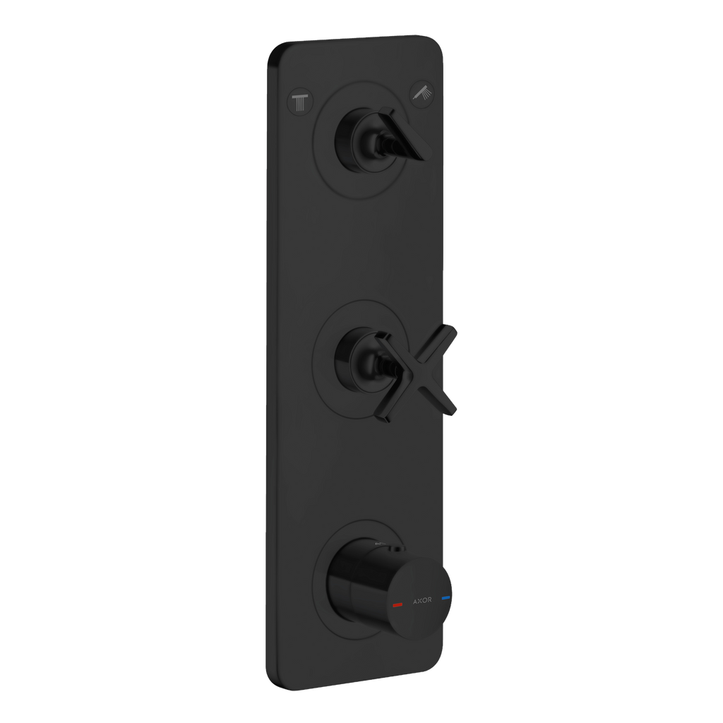 AXOR Citterio E Concealed Shower Thermostat Module 380/120 with 2 Outlets and Plate from Brandt in Matt Black finish