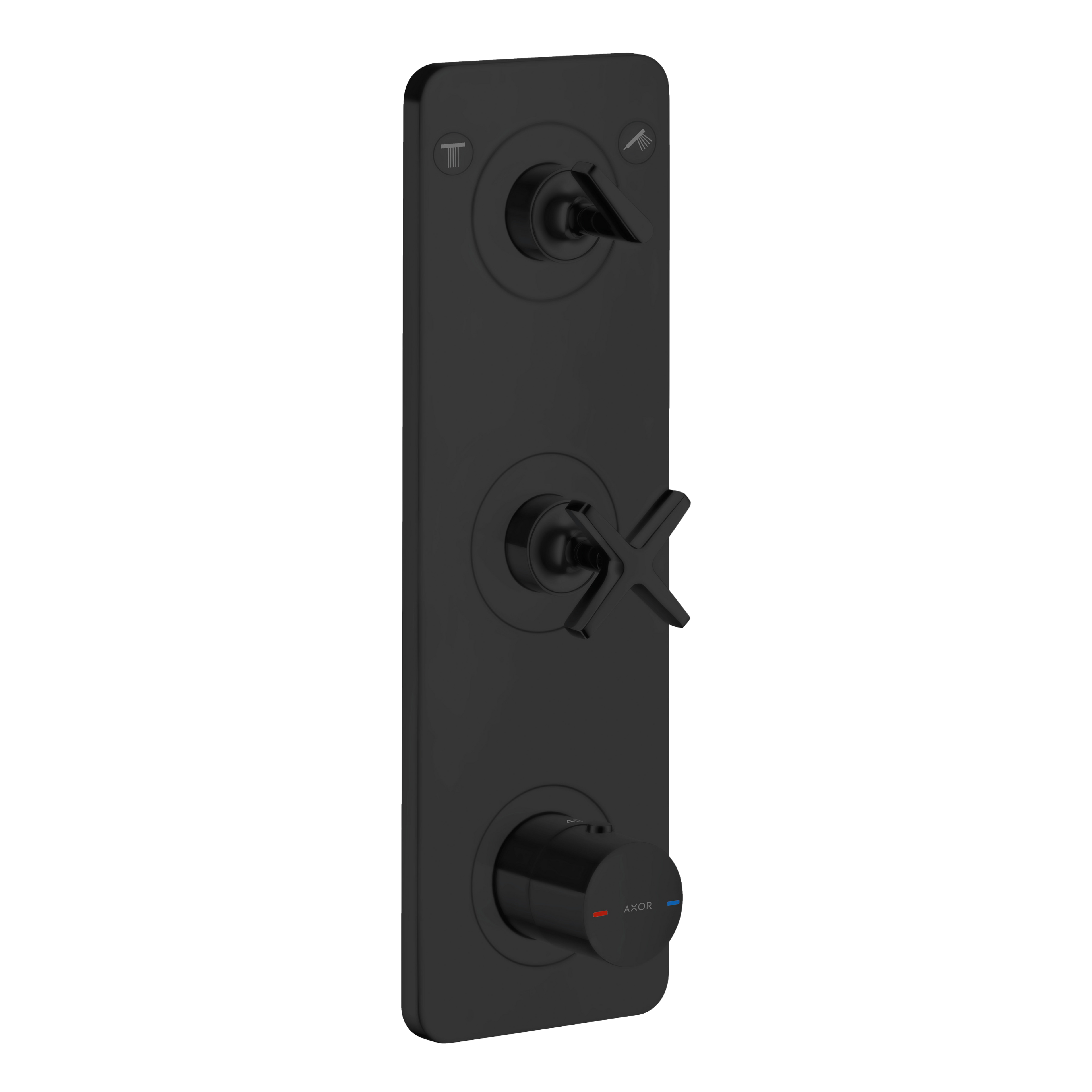 AXOR Citterio E Concealed Shower Thermostat Module 380/120 with 2 Outlets and Plate from Brandt in Matt Black finish