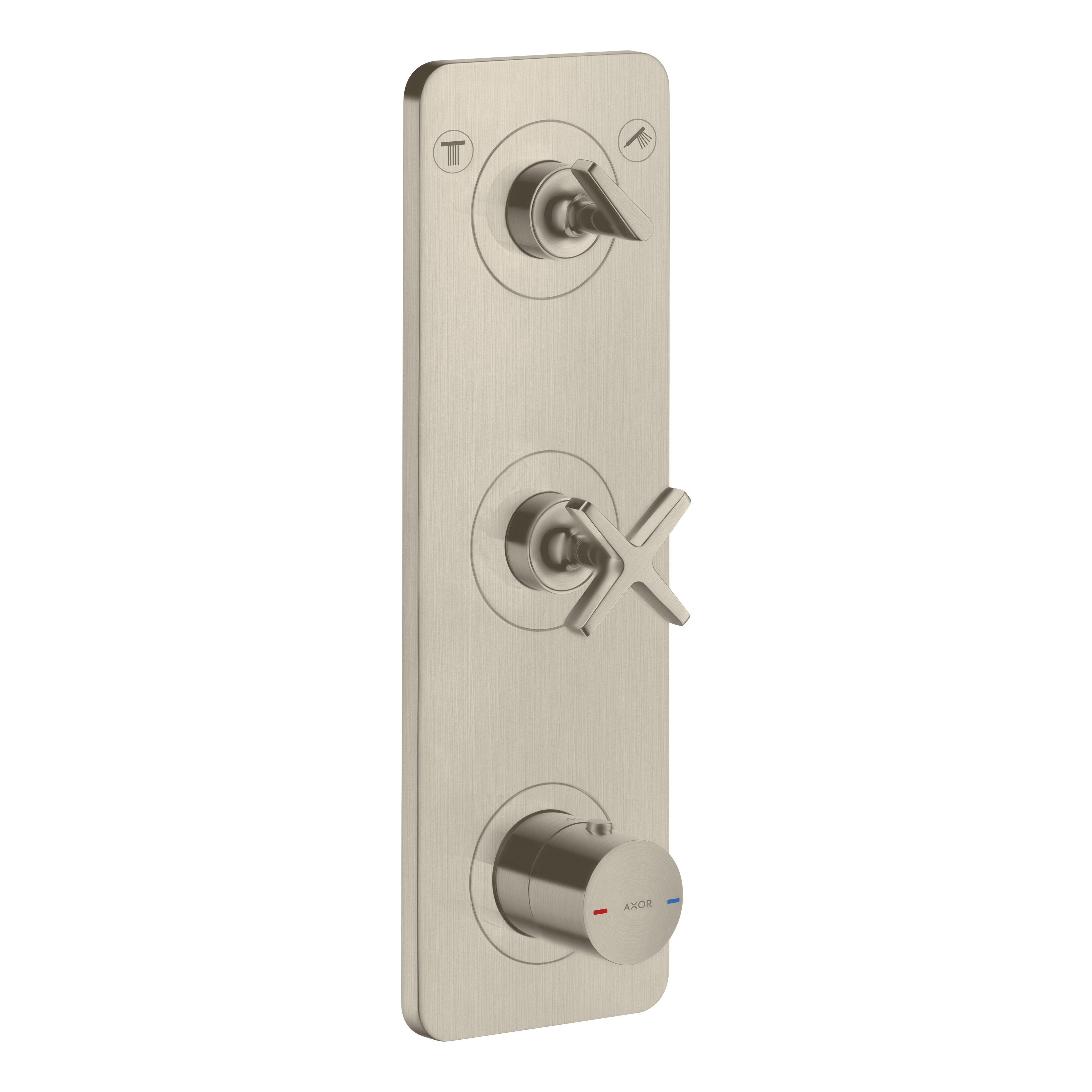 AXOR Citterio E Concealed Shower Thermostat Module 380/120 with 2 Outlets and Plate from Brandt in Brushed Nickel finish