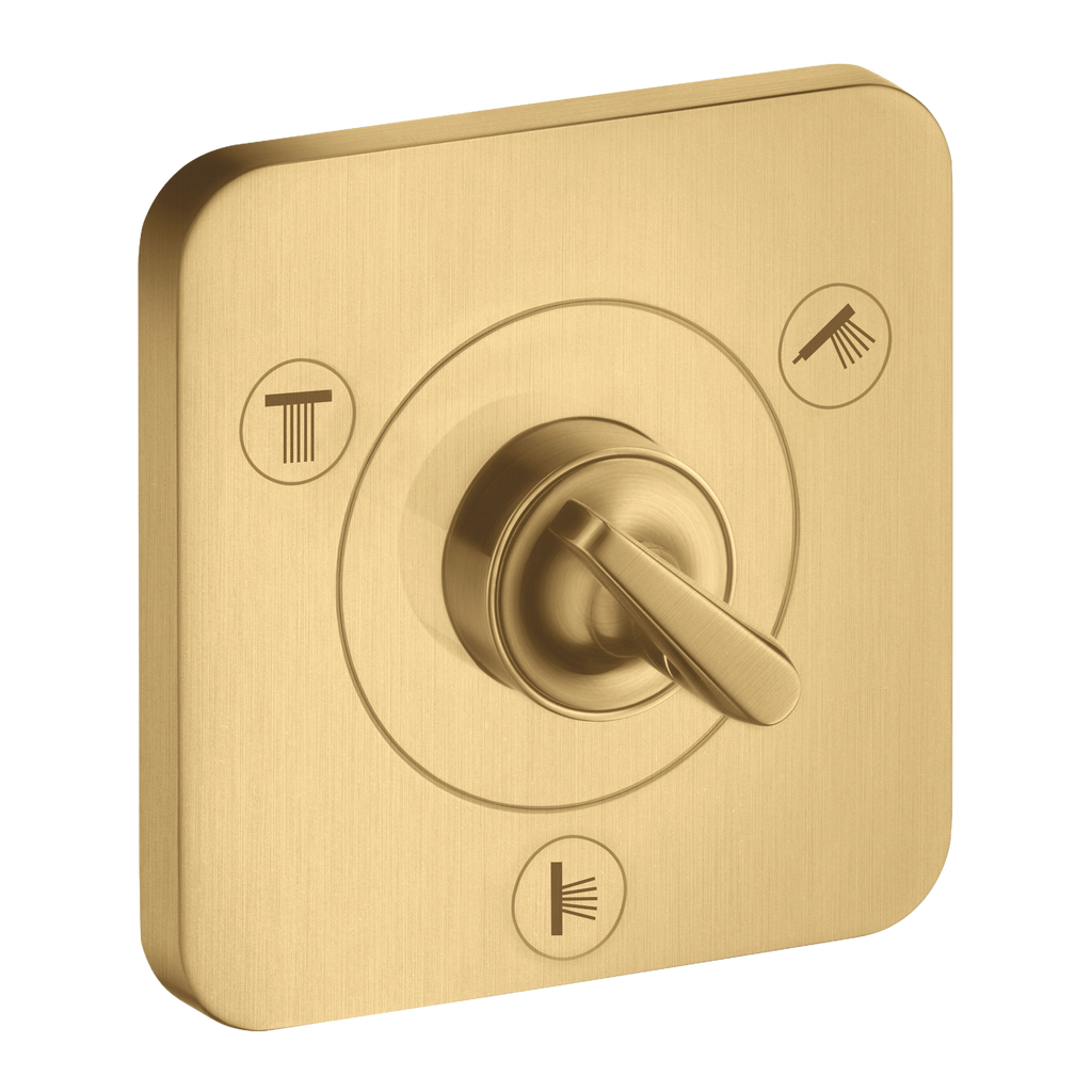 AXOR Citterio E Trio Quattro Concealed Shut-Off Diverter Valve 120/120 from Brandt in Brushed Gold Optic finish