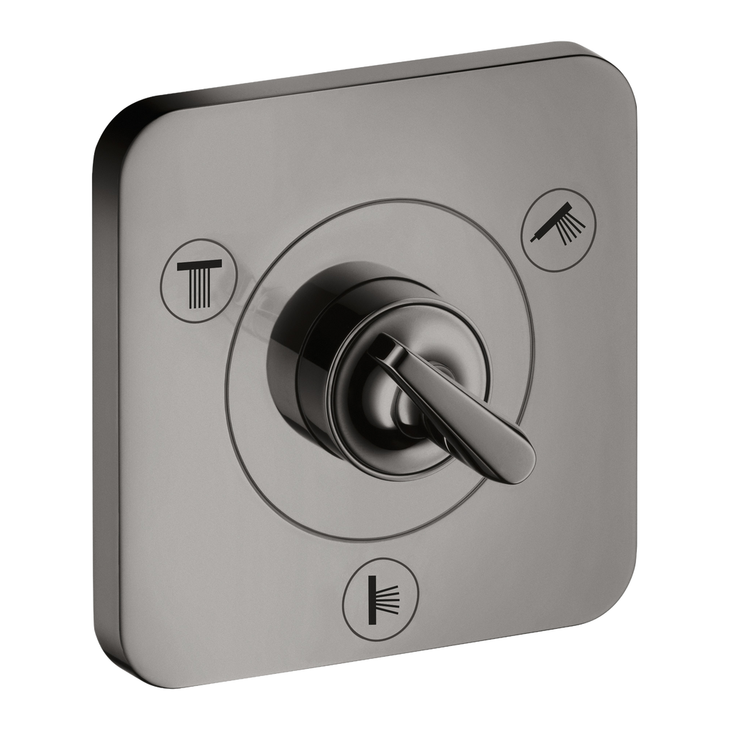 AXOR Citterio E Trio Quattro Concealed Shut-Off Diverter Valve 120/120 from Brandt in Polished Black Chrome finish
