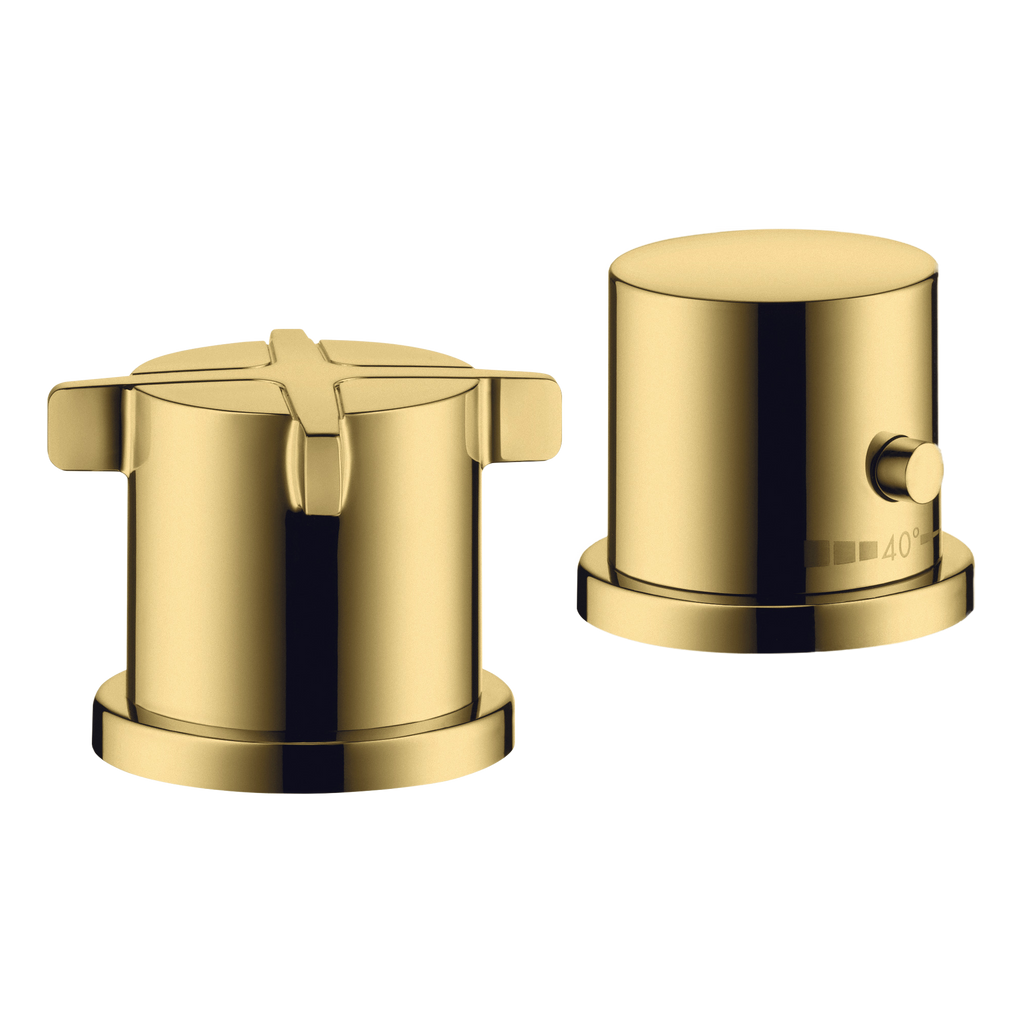AXOR Citterio E 2-Hole Rim-Mounted Thermostatic Bath Mixer from Brandt in Polished Gold Optic finish