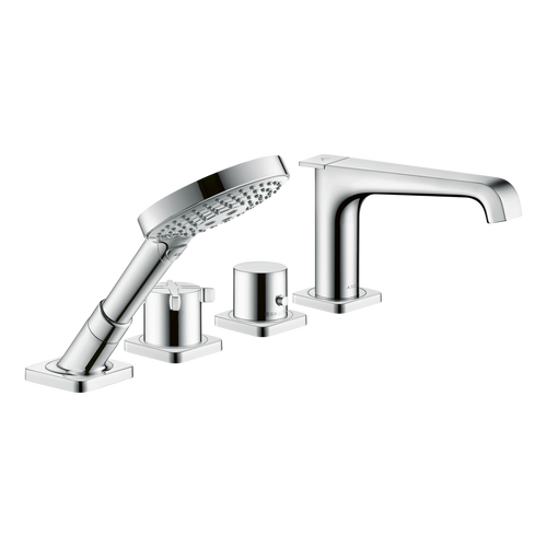 AXOR Citterio E 4-Hole Tile-Mounted Thermostatic Bath & Shower Mixer Faucet from Brandt in Chrome finish